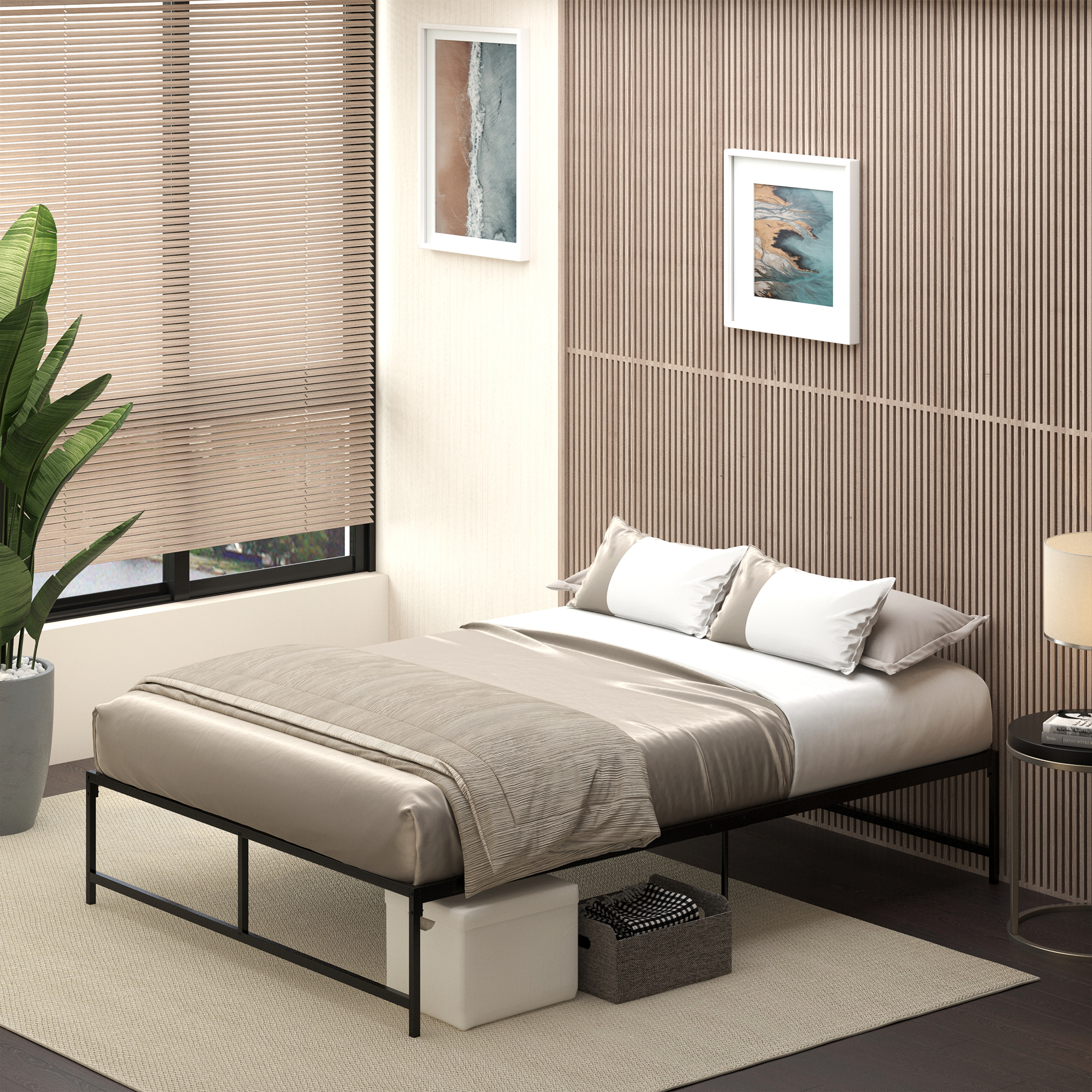 HOMCOM Bettgestell 140 x 190 cm, Doppelbett für 2 Personen aus Stahl, Höhe günstig online kaufen