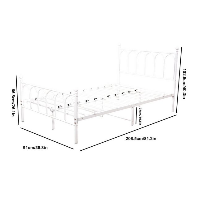 REDOM Metallbett Jugendbett mit Lattenrost ohne Martatze, 90x200 cm,Weiß günstig online kaufen