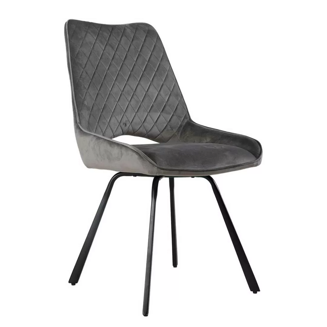 Stühle Samt und Metall in modernem Design 49 cm Sitzhöhe (2er Set) günstig online kaufen