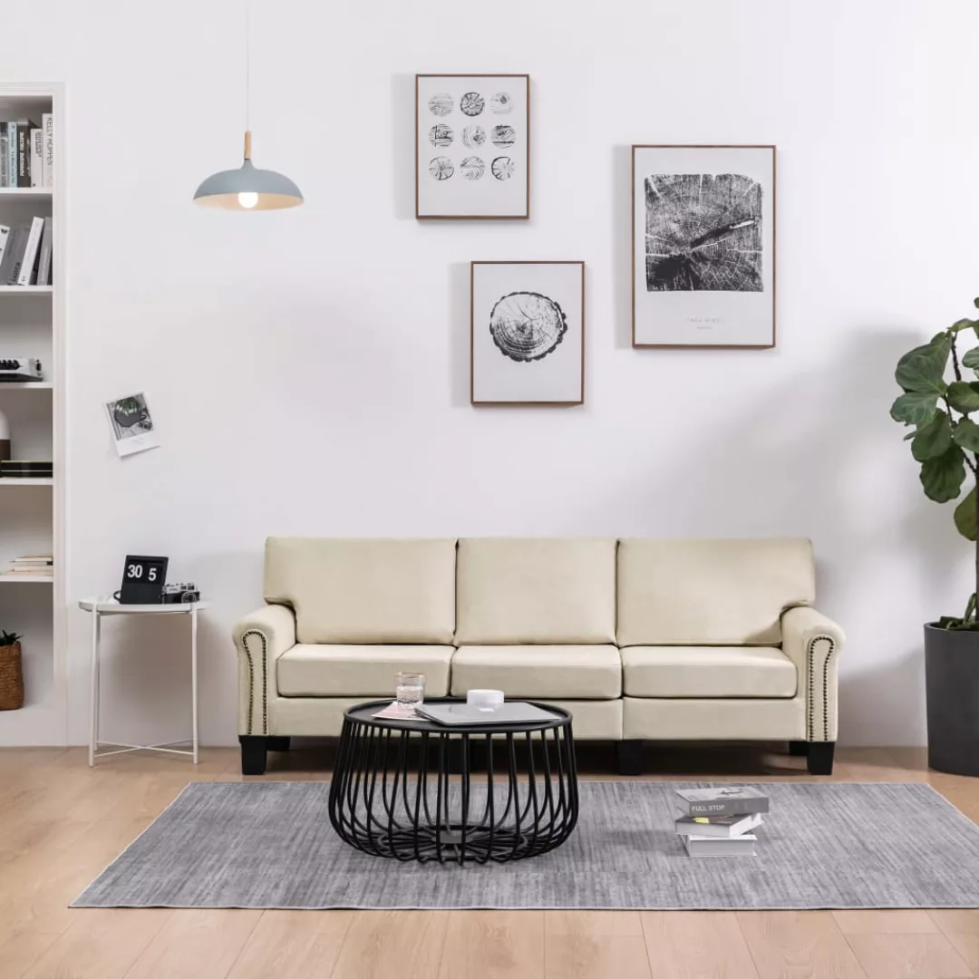 3-sitzer-sofa Creme Stoff günstig online kaufen