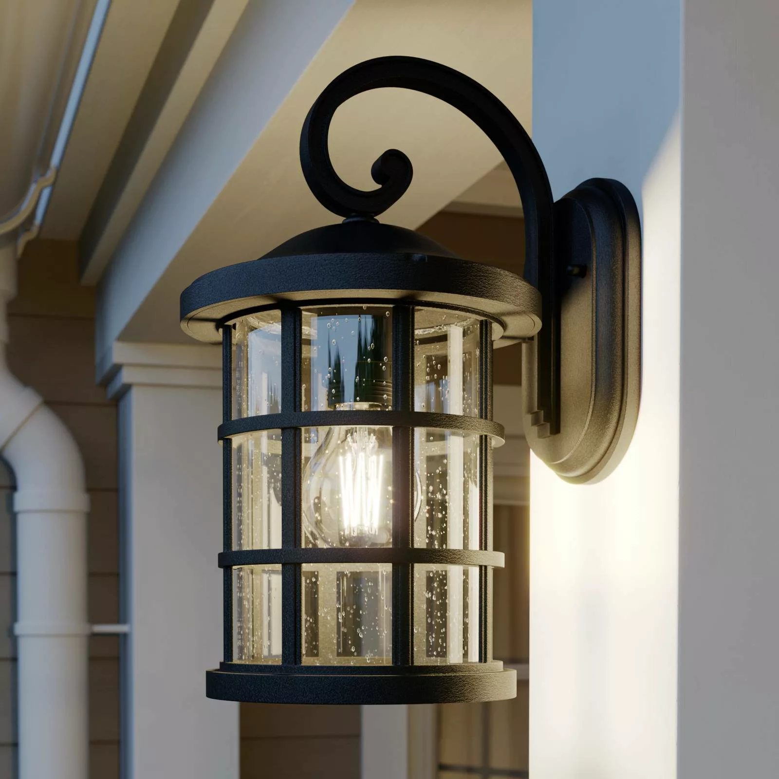 Lindby Außenwandlampe Ankea, schwarz, Höhe 37 cm, IP23, E27 günstig online kaufen