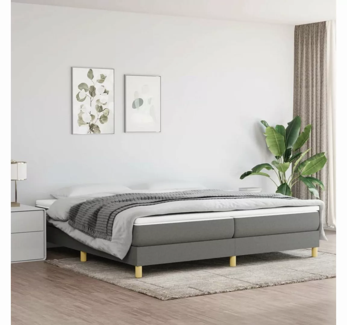 furnicato Bett Boxspringbett mit Matratze Dunkelgrau 200x200 cm Stoff günstig online kaufen