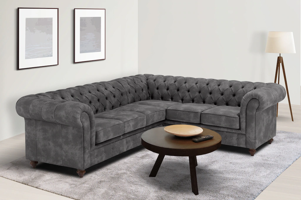 Home affaire Chesterfield-Sofa "Chesterfield Ecksofa, auch in Leder L-Form" günstig online kaufen