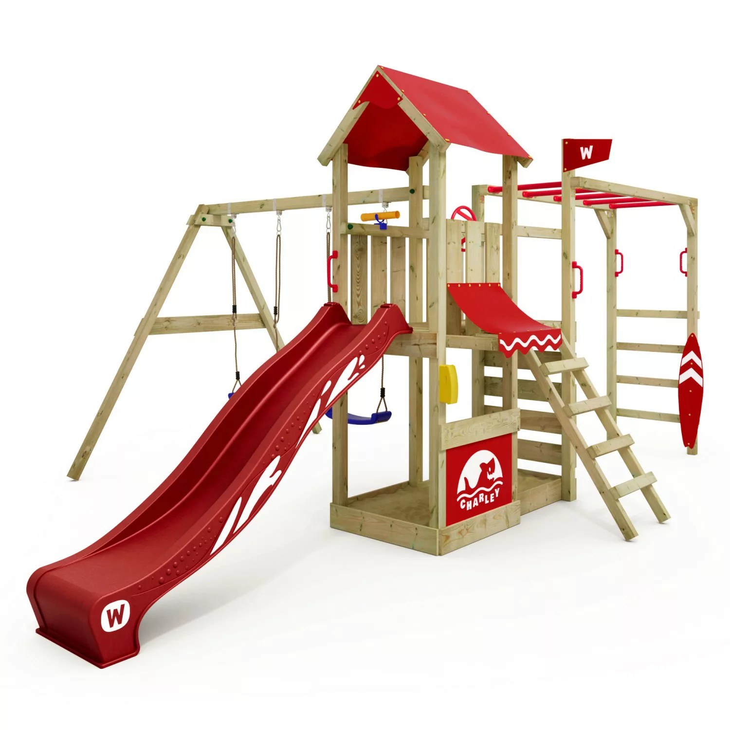 Wickey Spielturm Smart Baboon Klettergerüst mit Rutsche Rot günstig online kaufen