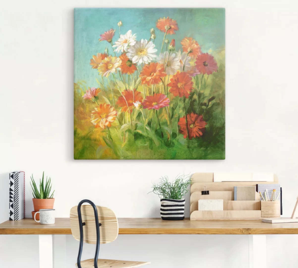 Artland Leinwandbild "Gemalte Gänseblümchen", Blumen, (1 St.), auf Keilrahm günstig online kaufen