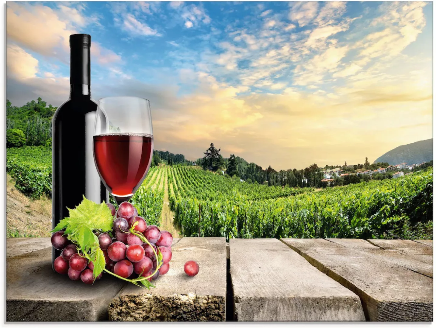 Artland Glasbild »Wein vor Weinbergen«, Berge, (1 St.), in verschiedenen Gr günstig online kaufen
