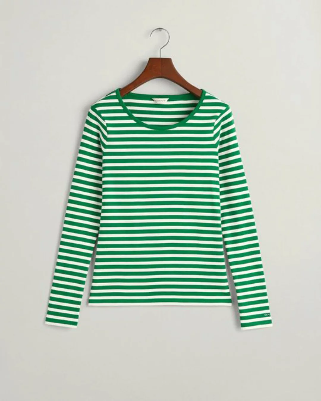 Gant T-Shirt SLIM STRIPED 1X1 RIBBED LS T-SHIRT, LAVISH GREEN günstig online kaufen
