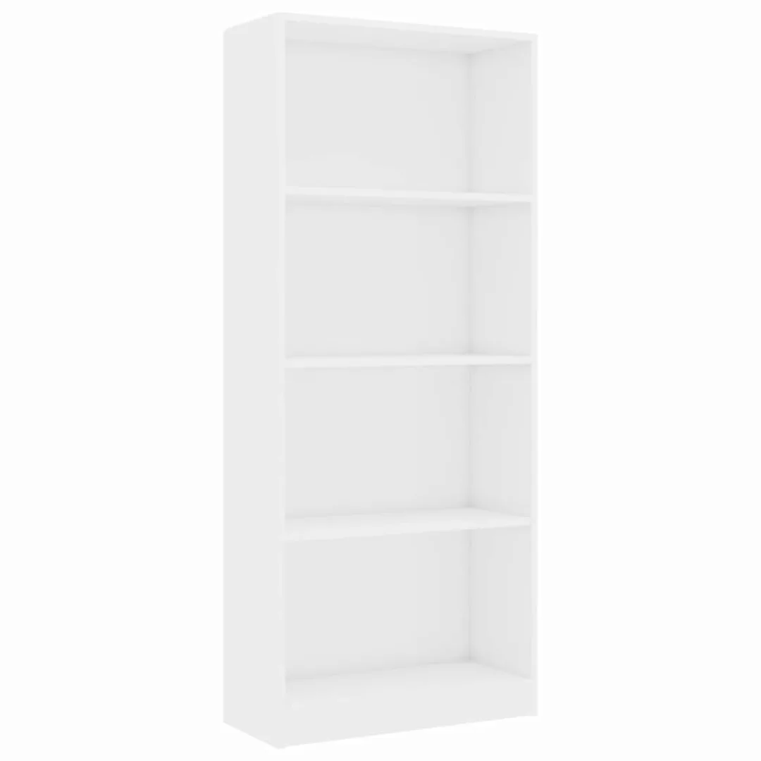 Bücherregal 4 Fächer Hochglanz-weiß 60 X 24 X 142 Cm Spanplatte günstig online kaufen