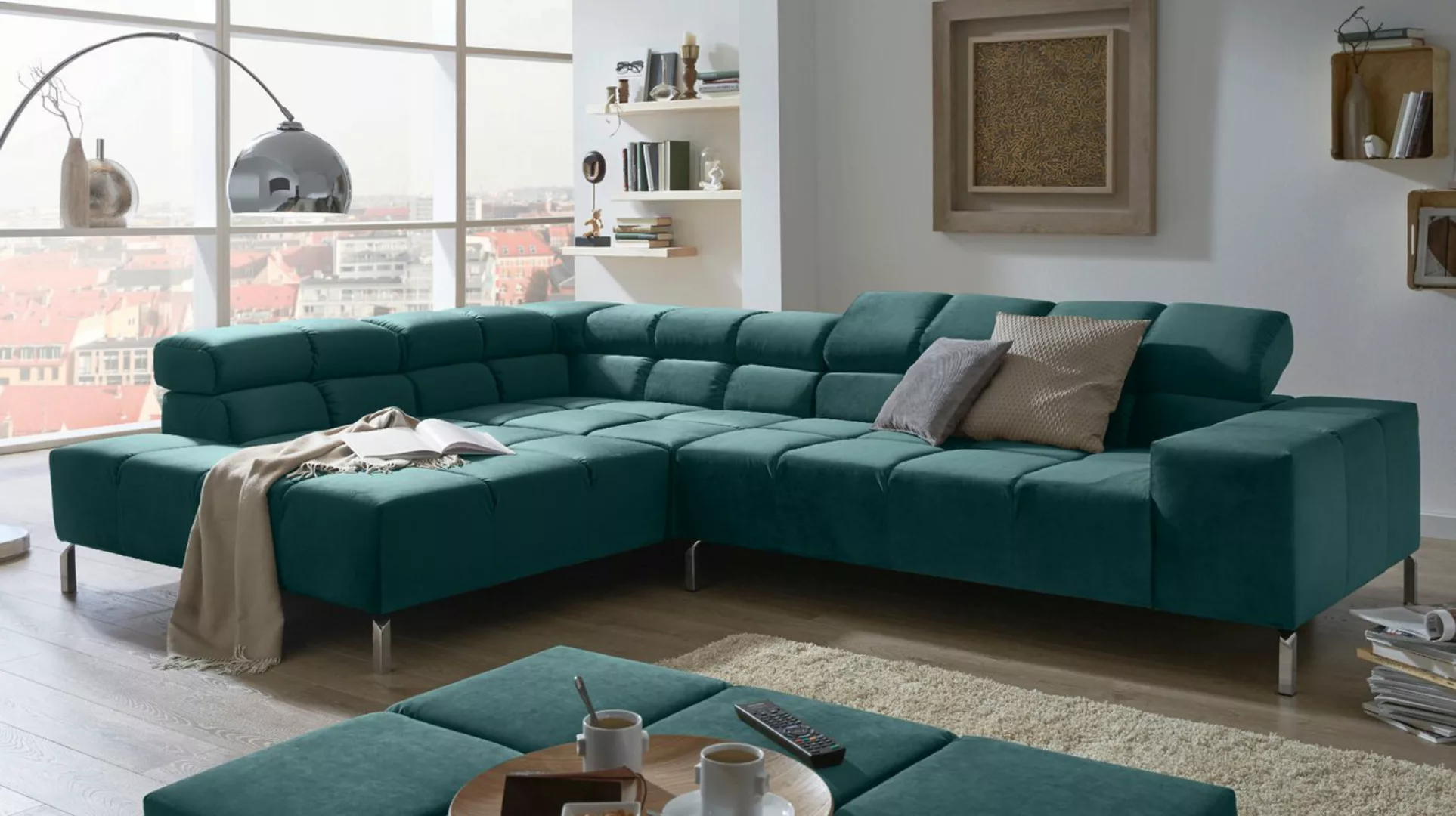 KAWOLA Ecksofa NELSON, Sofa Velvet versch. Ausführungen und versch. Farben günstig online kaufen