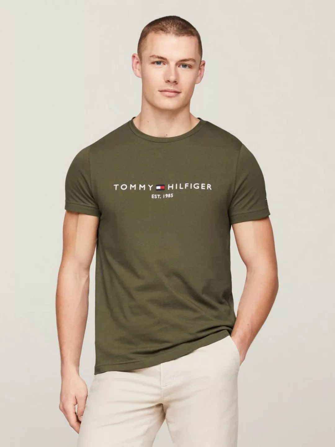 Tommy Hilfiger T-Shirt TOMMY LOGO TEE aus reiner, nachhaltiger Baumwolle günstig online kaufen