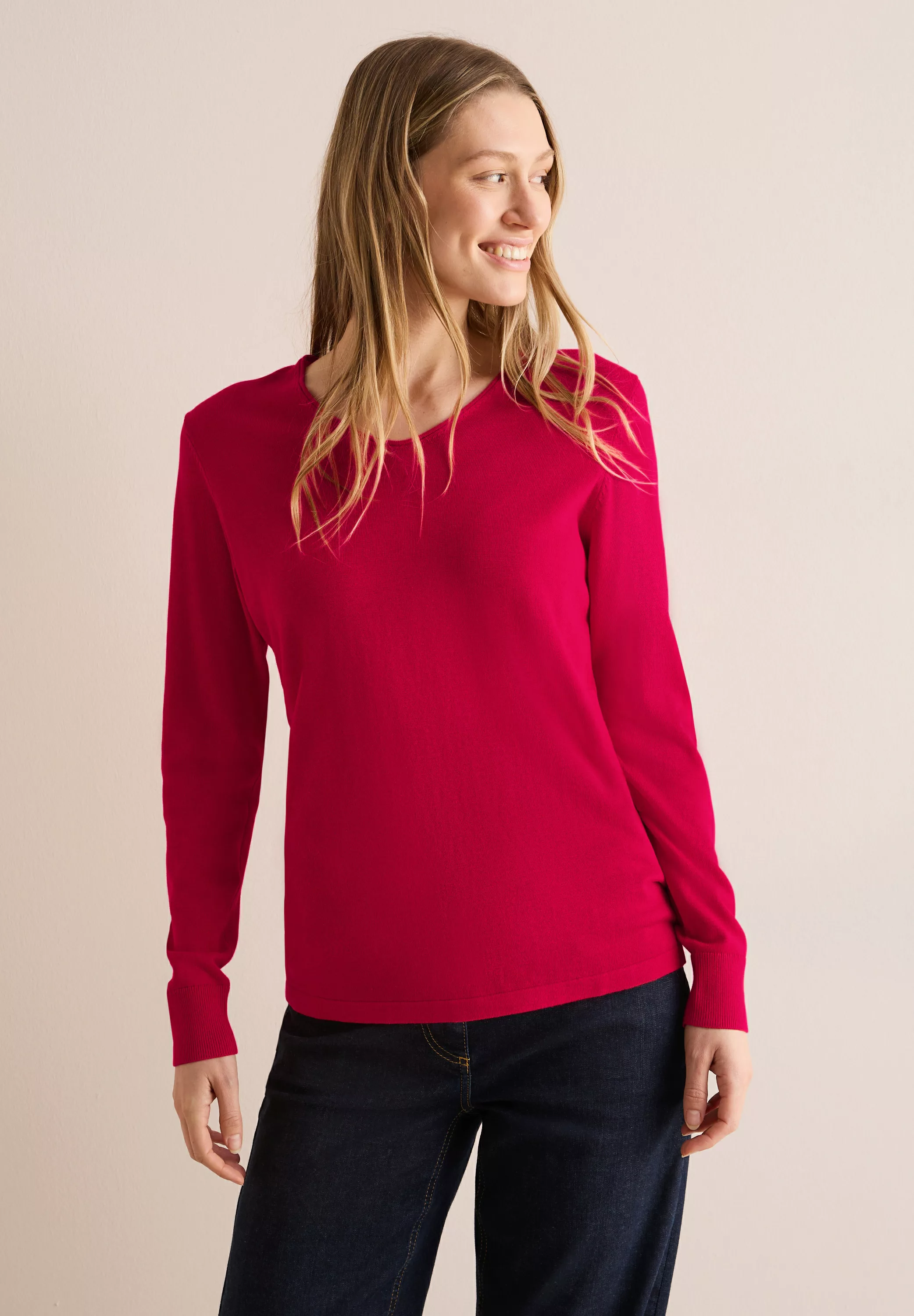 Cecil Strickpullover, mit abgerundetem V-Ausschnitt günstig online kaufen