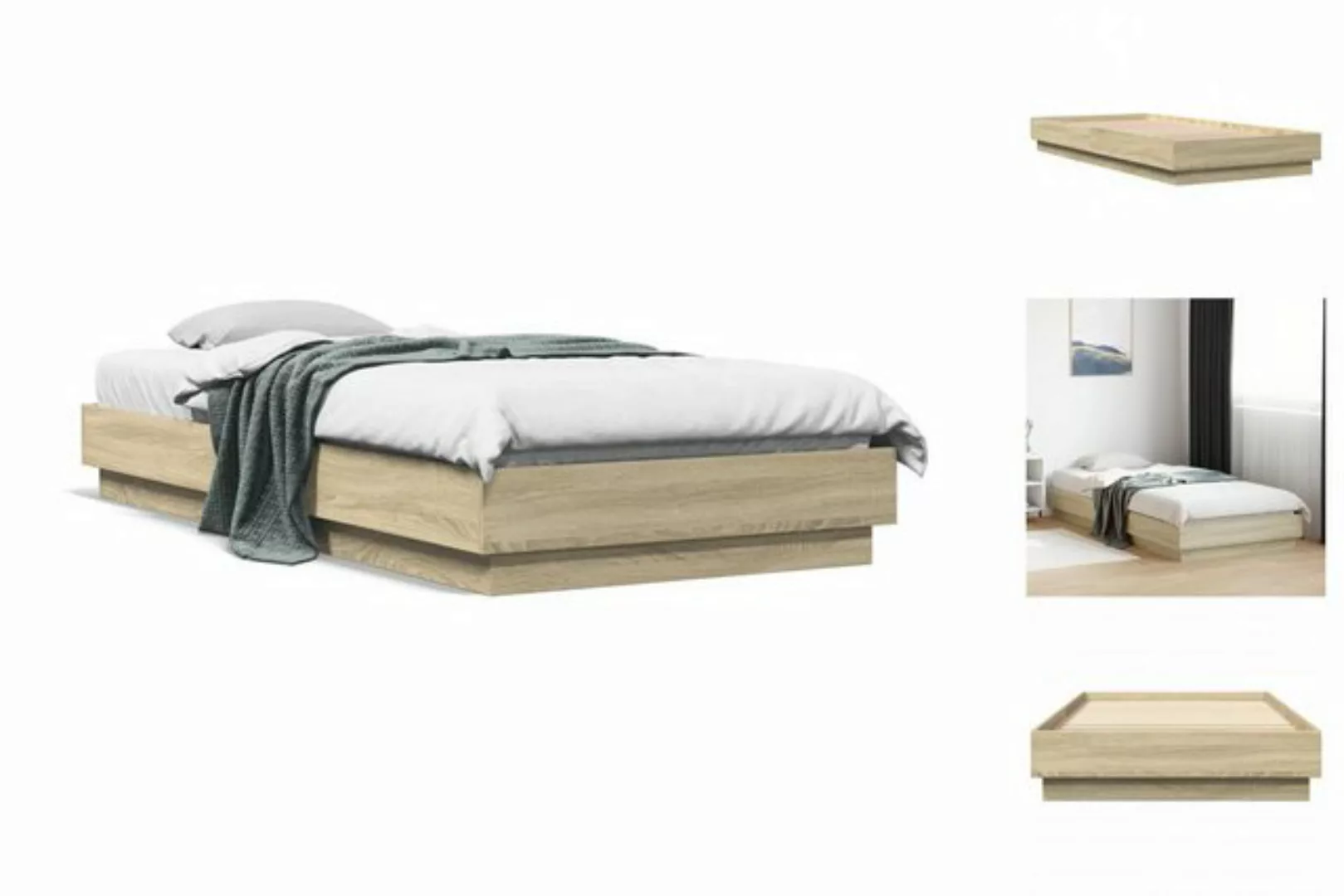 vidaXL Bettgestell Bettgestell Sonoma-Eiche 90x200 cm Spanplatte Bett Bettg günstig online kaufen