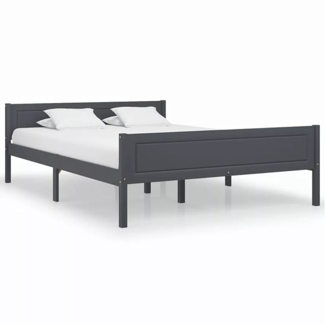 furnicato Bett Massivholzbett Kiefer Grau 140x200 cm günstig online kaufen