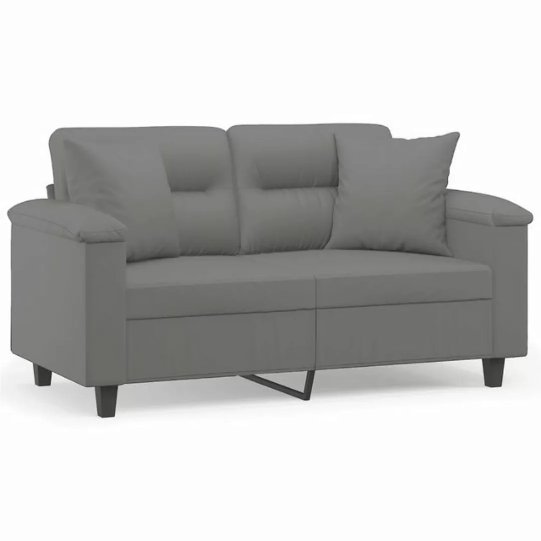vidaXL Sofa 2-Sitzer-Sofa mit Kissen Dunkelgrau 120 cm Mikrofasergewebe günstig online kaufen