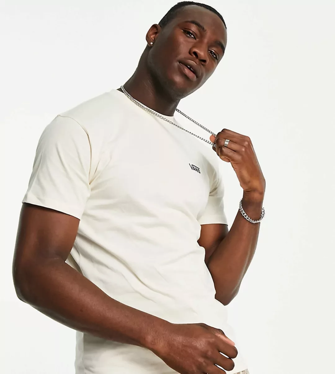 Vans – T-Shirt in Creme mit kleinem Logo – exklusiv bei ASOS-Weiß günstig online kaufen