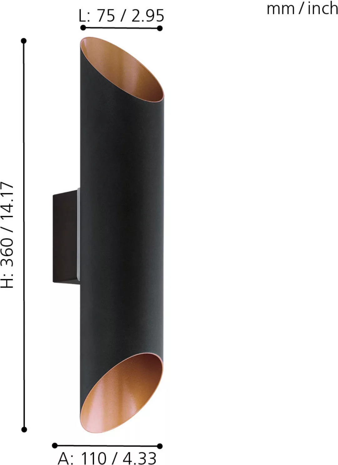 EGLO LED Außen-Wandleuchte "AGOLADA", LED-Board, Warmweiß, schwarz, kupfer günstig online kaufen