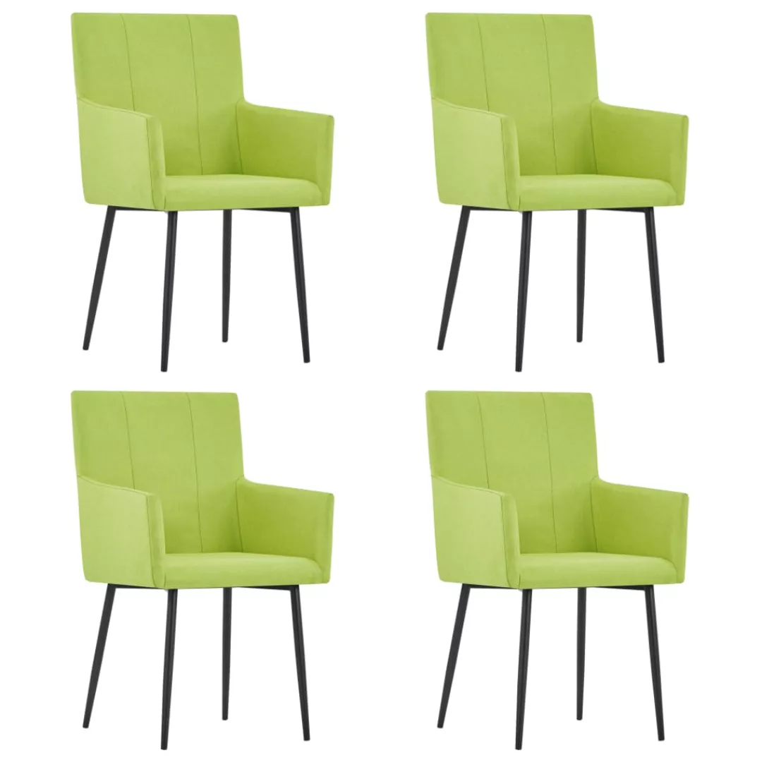 Esszimmerstühle Mit Armlehnen 4 Stk. Grün Stoff günstig online kaufen