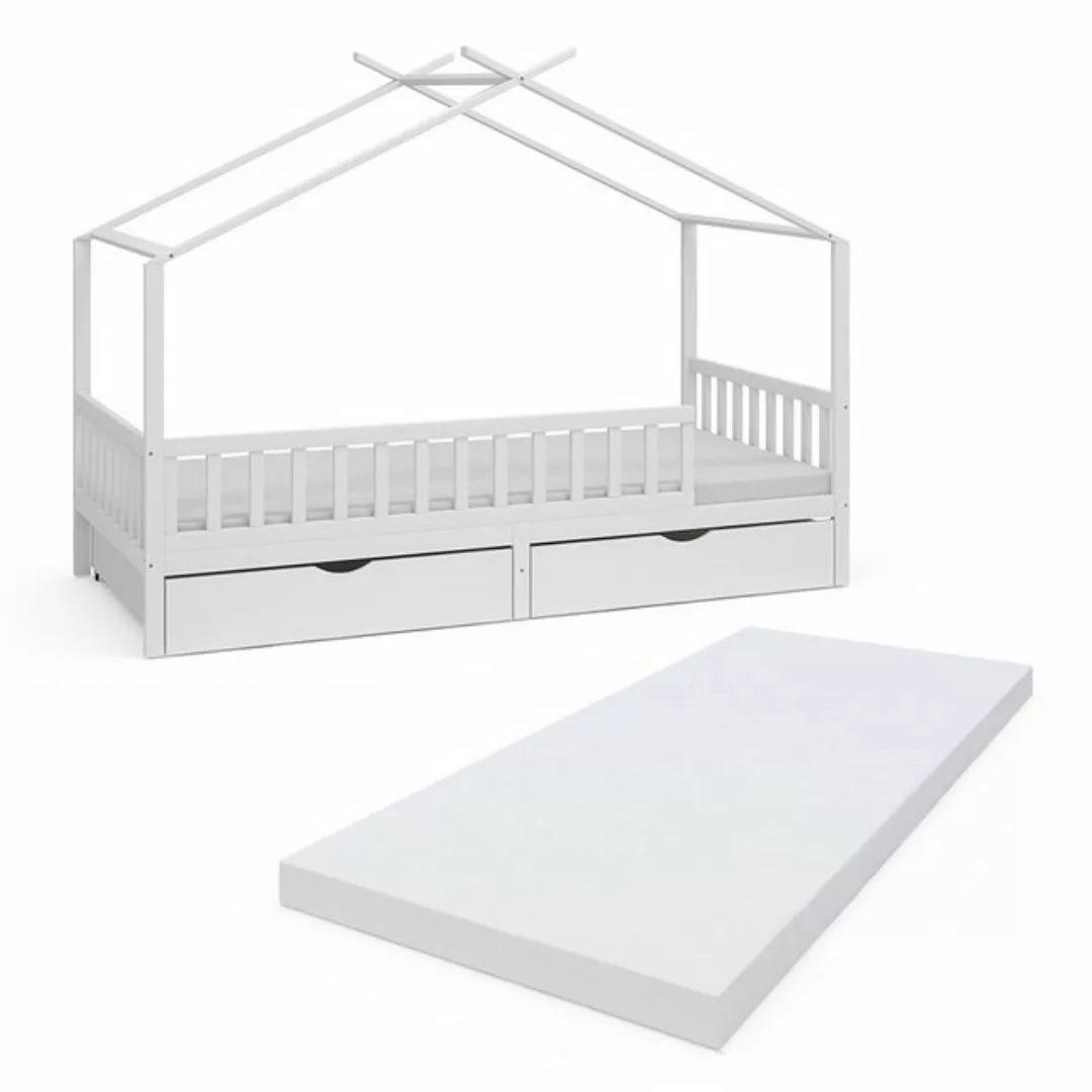 VitaliSpa® Hausbett Franka, Weiß, 90x200 cm mit 2 Schubladen und Matratze, günstig online kaufen