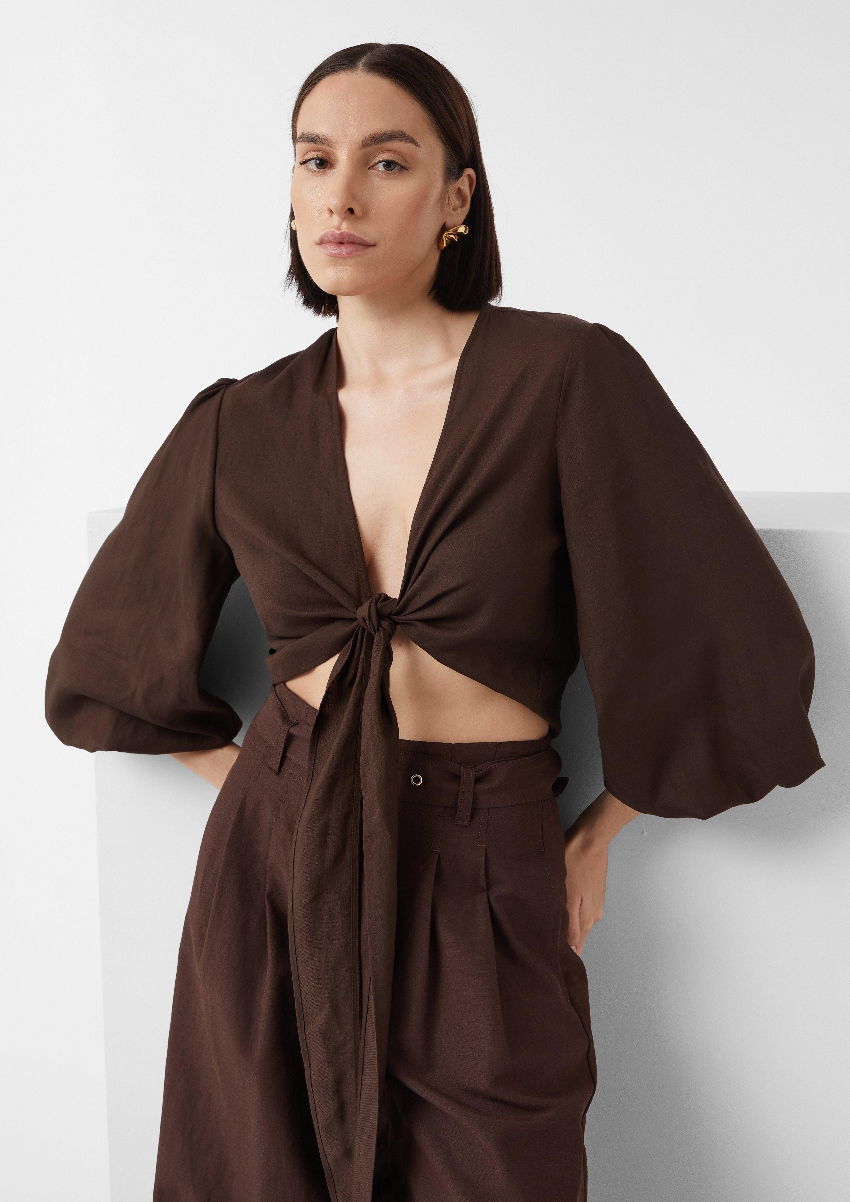 Comma 3/4-Arm-Shirt Bluse aus Leinenmix zum günstig online kaufen