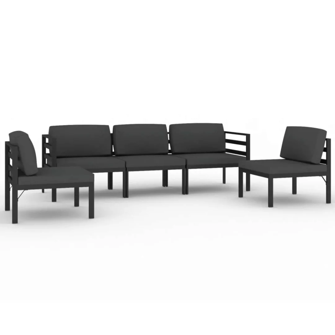 Vidaxl 5-tlg. Garten-lounge-set Mit Kissen Aluminium Anthrazit günstig online kaufen