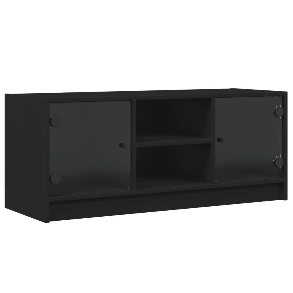 vidaXL TV-Schrank TV-Schrank mit Glastüren Schwarz günstig online kaufen