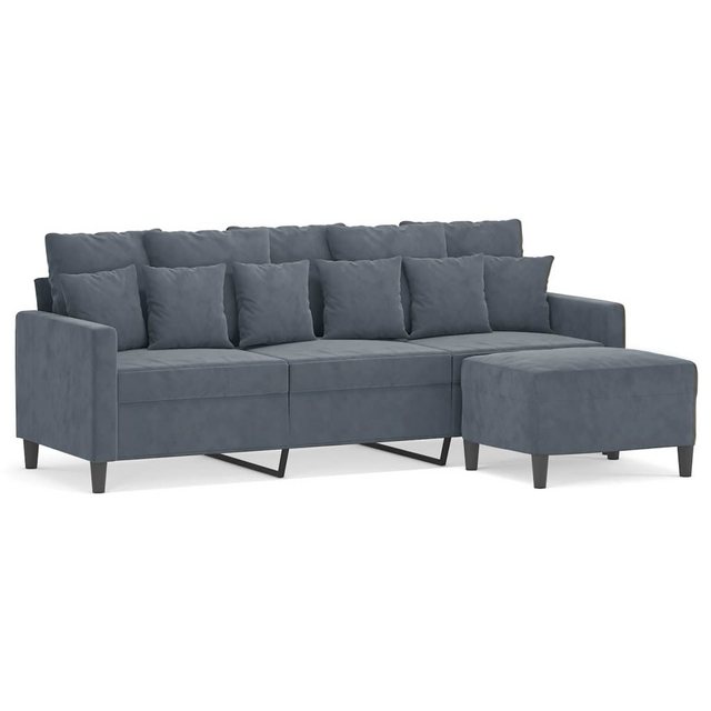 vidaXL Sofa 3-Sitzer-Sofa mit Hocker 180 cm Samt, Dunkelgrau günstig online kaufen