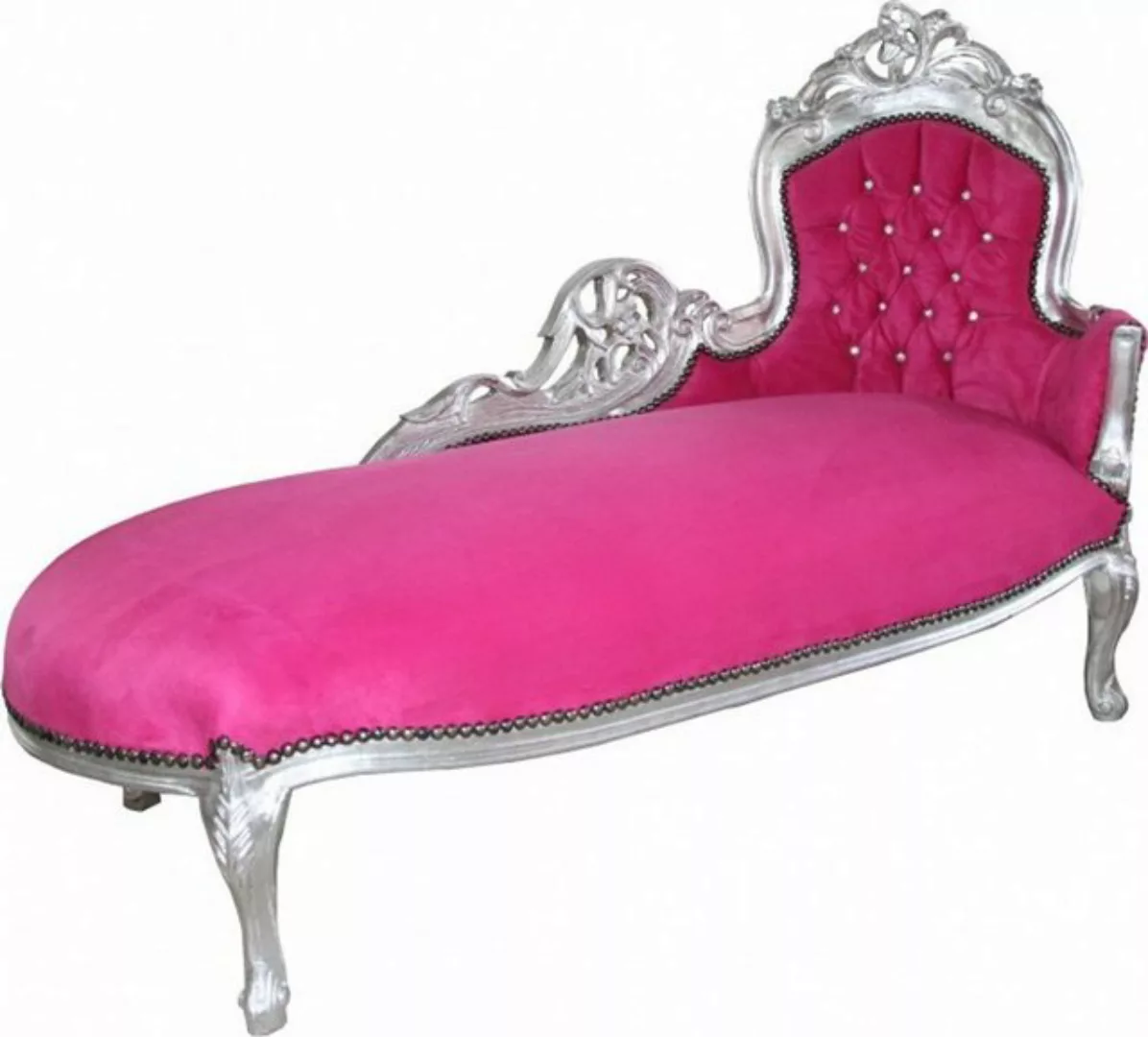 Casa Padrino Chaiselongue Barock Chaiselongue "King" Rosa / Silber mit Blin günstig online kaufen