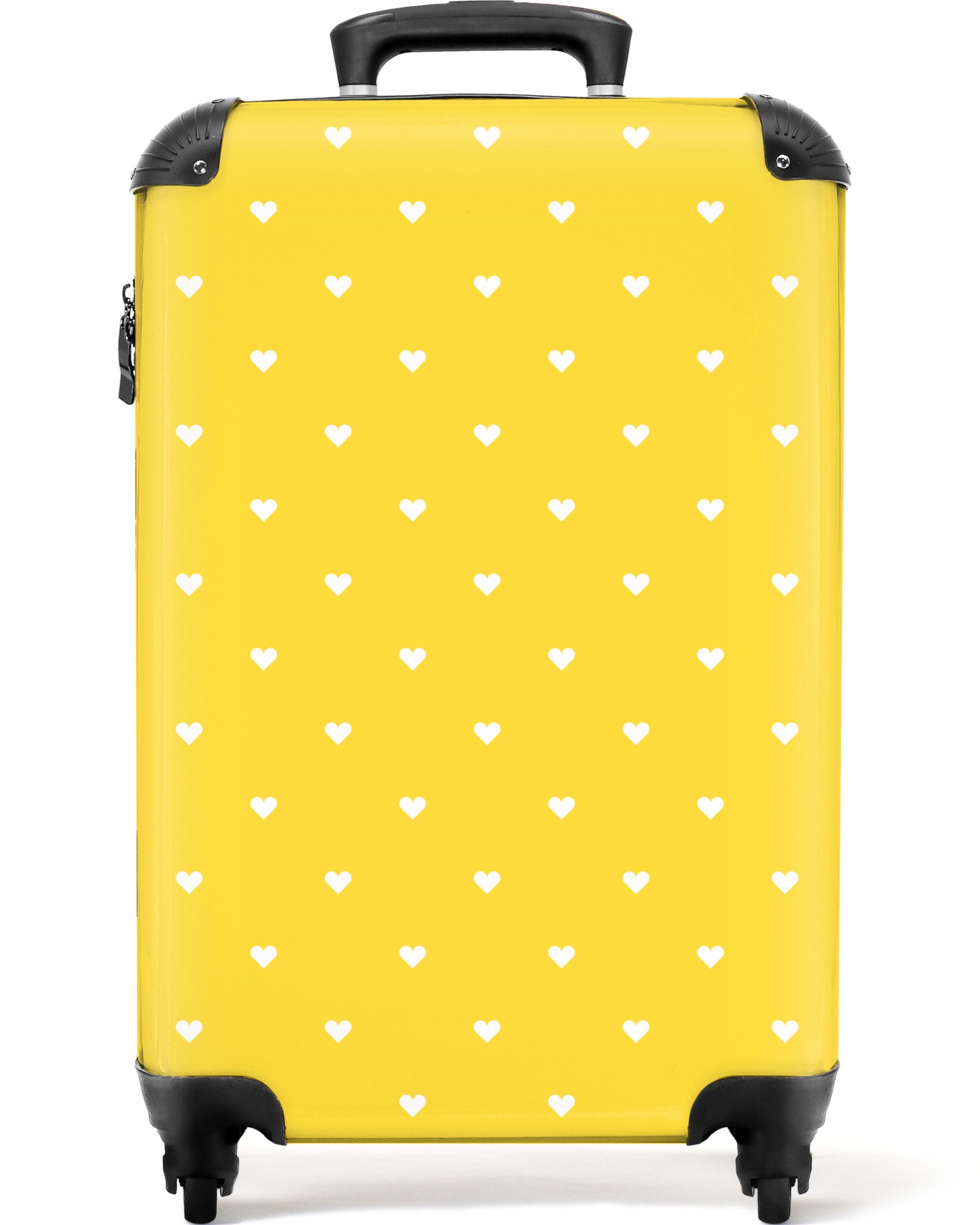 NoBoringSuitcases.com© Hartschalen-Trolley Herzen - Gelb - günstig online kaufen