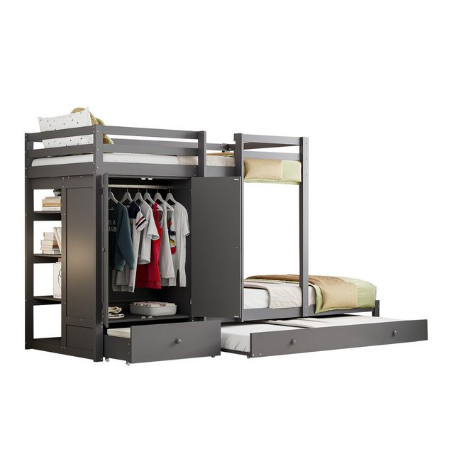 HAUSS SPOLE Etagenbett 90x200 mit Ausziehbett, Kleiderschrank, Schublade un günstig online kaufen