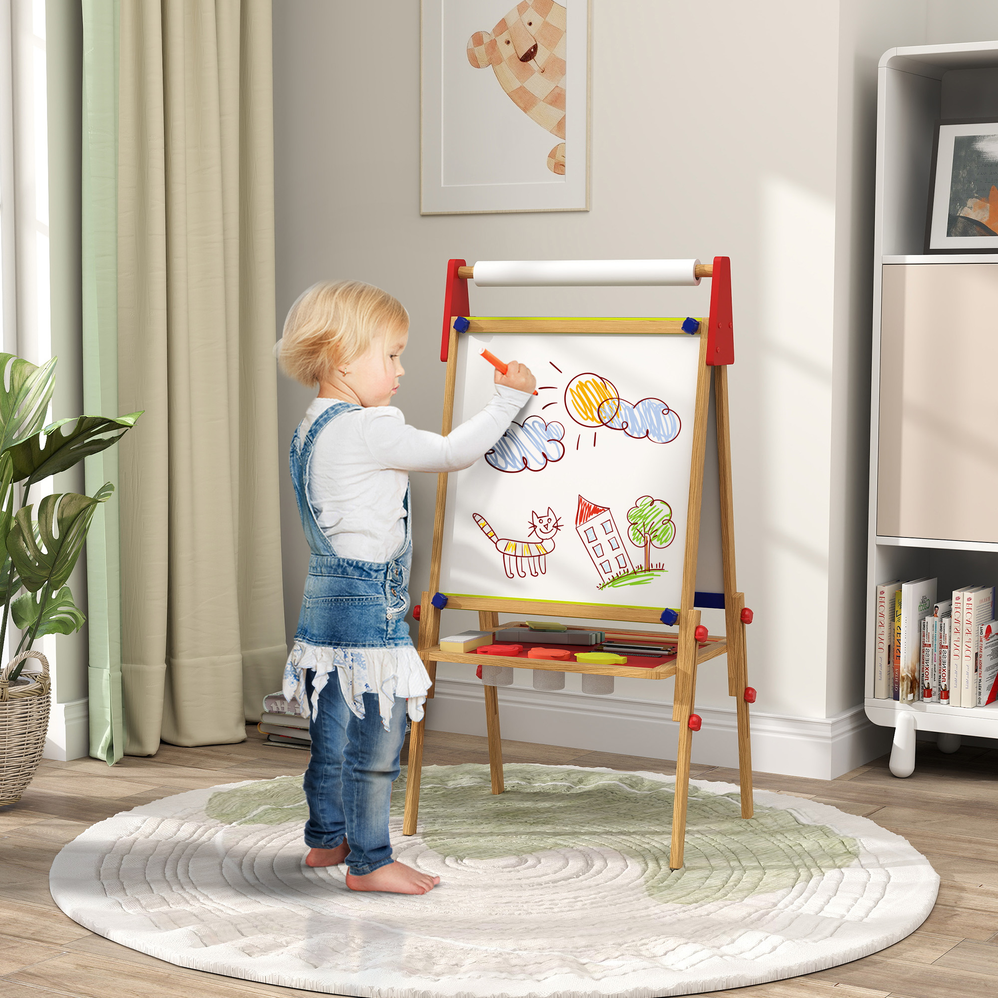 AIYAPLAY 3-in-1 Kindertafel höhenverstellbar, doppelseitige Kinder Staffele günstig online kaufen