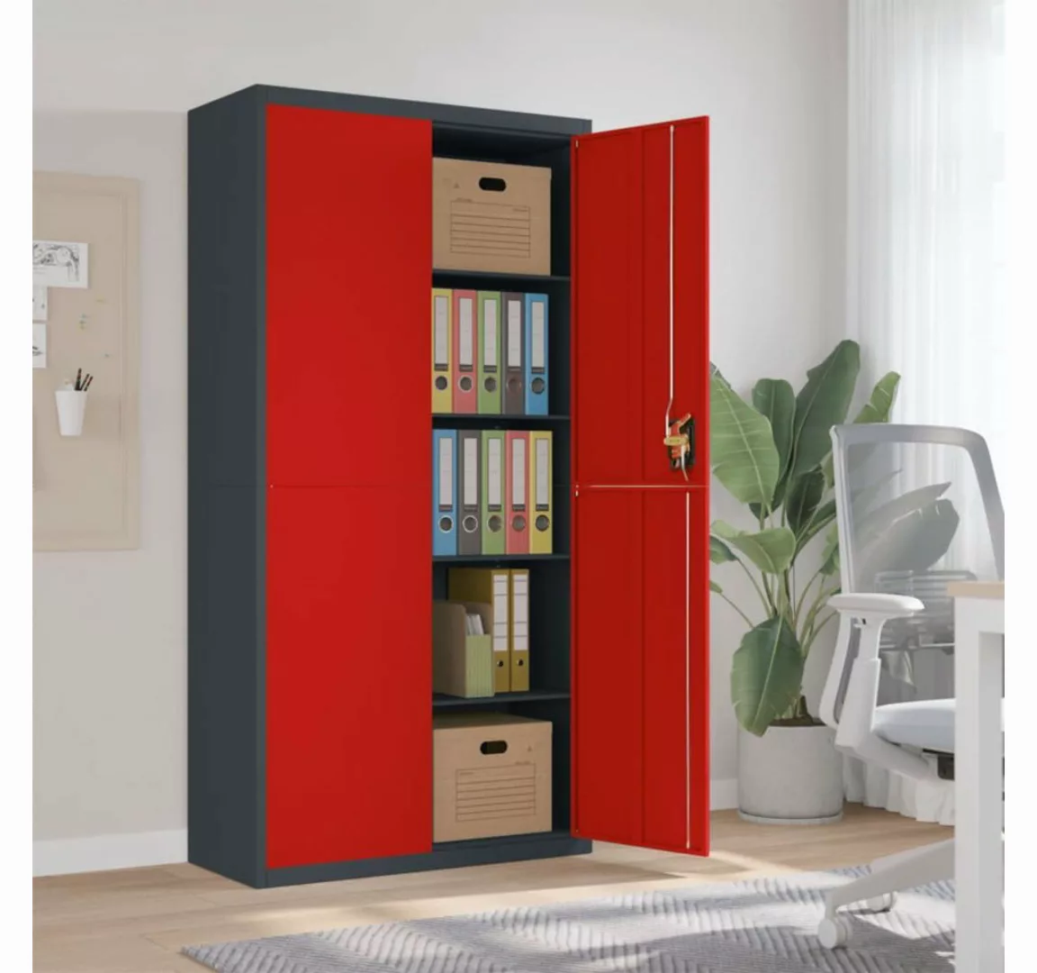 furnicato Aktenschrank Anthrazit und Rot 90x40x180 cm Stahl günstig online kaufen