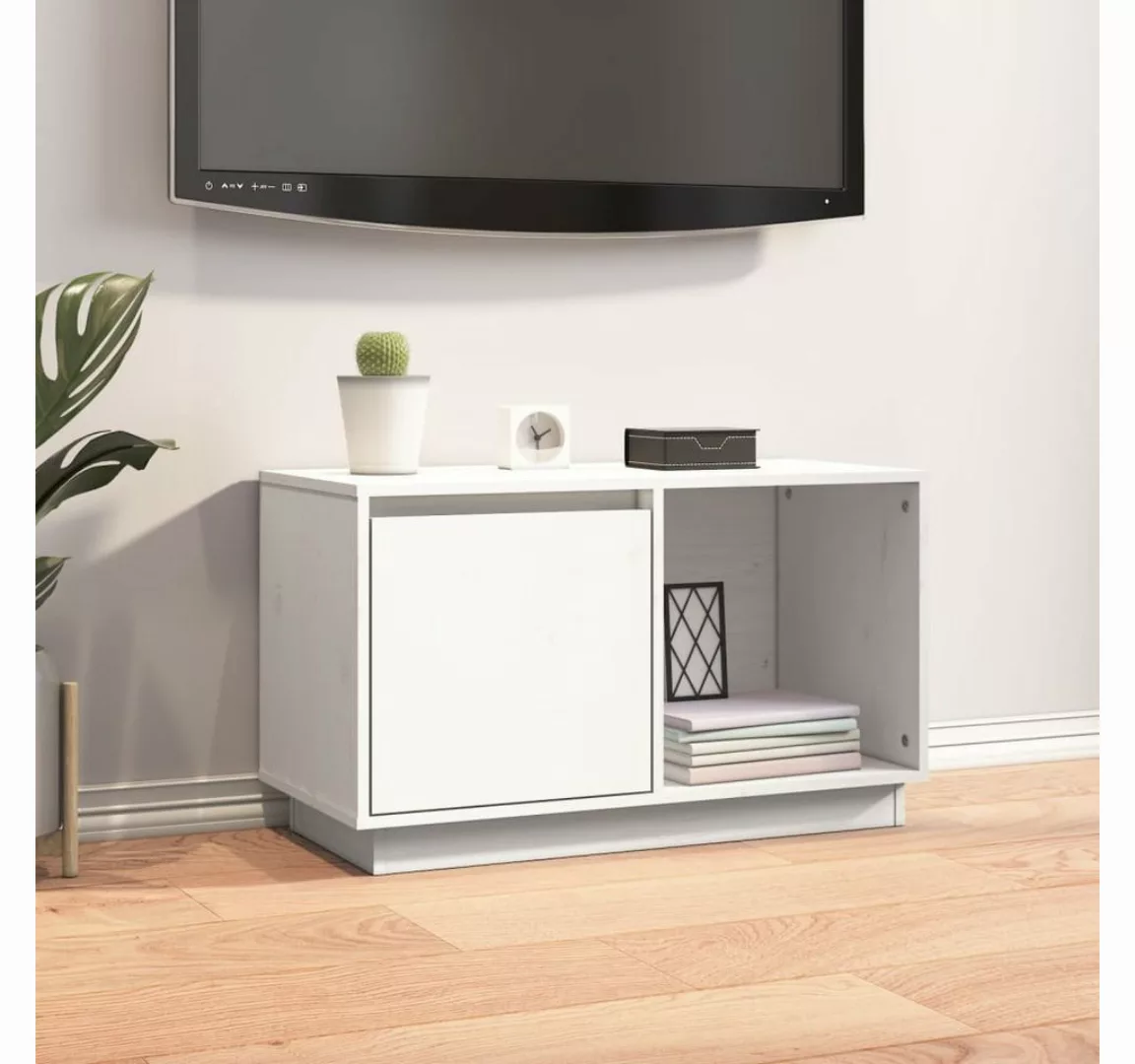 vidaXL TV-Schrank TV-Schrank Weiß 74x35x44 cm Massivholz Kiefer günstig online kaufen