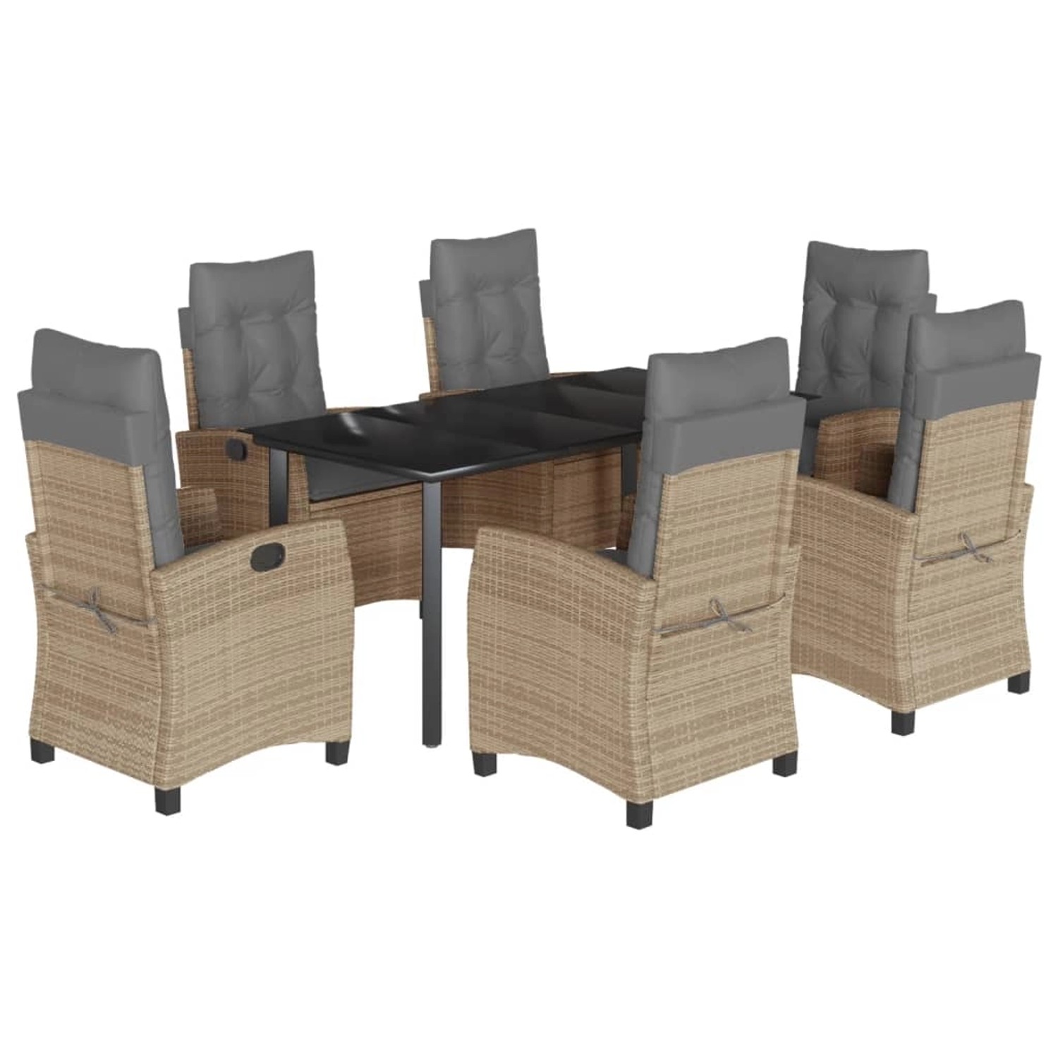 vidaXL 7-Tlg Garten-Essgruppe mit Kissen Beigemischung Poly Rattan 3212838 günstig online kaufen