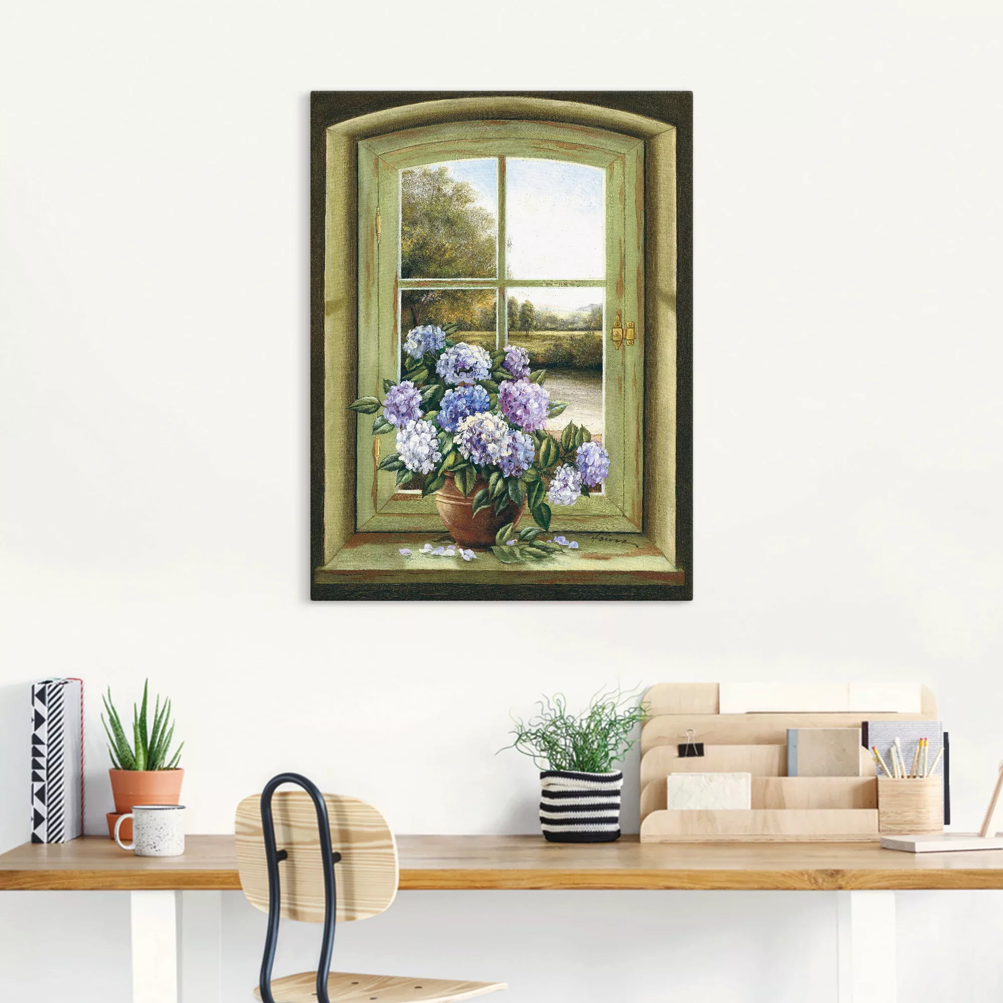 Artland Wandbild "Hortensien am Fenster", Arrangements, (1 St.), als Alubil günstig online kaufen