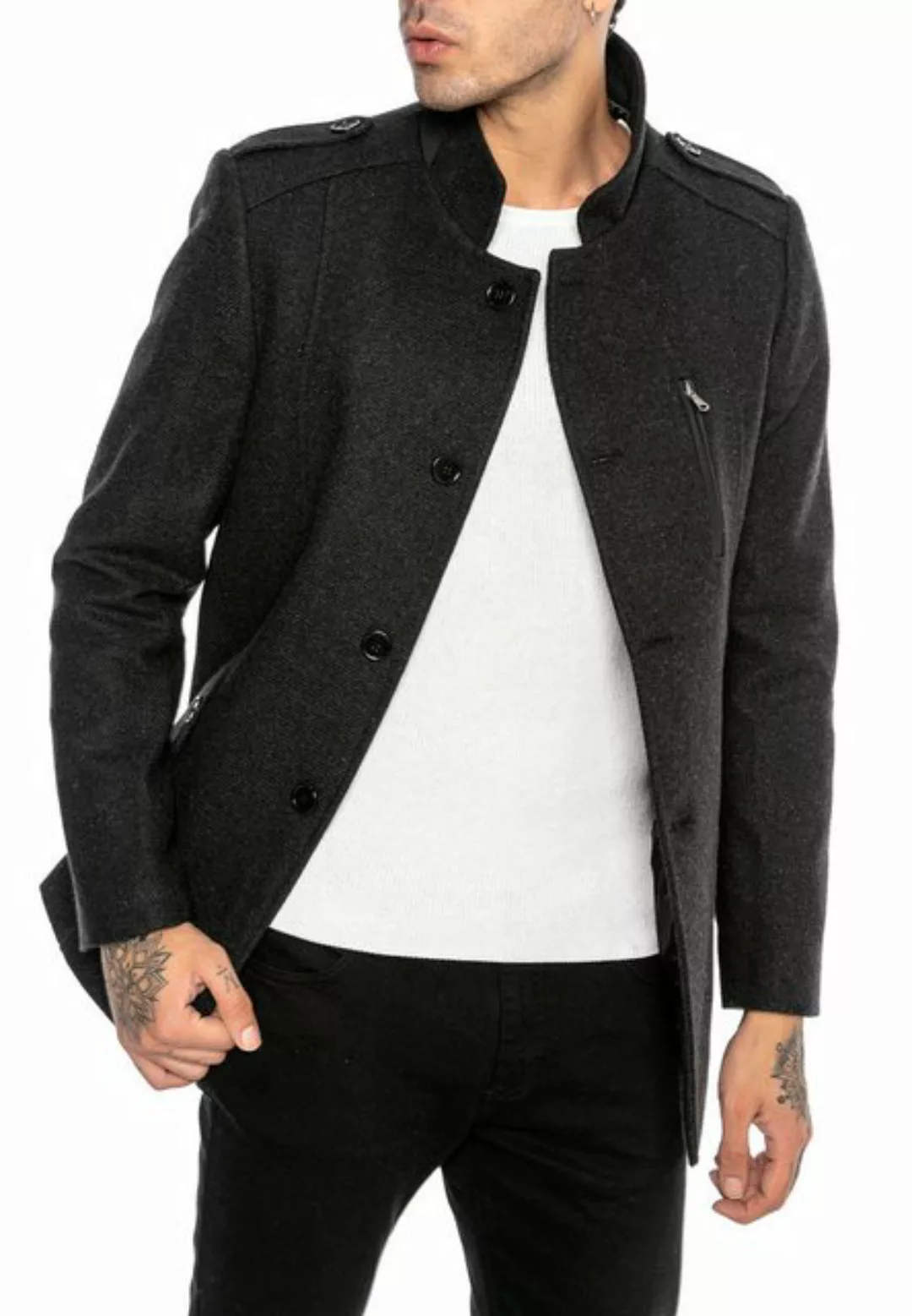 RedBridge Lederjacke mit hohem Kragen und praktischen Taschen günstig online kaufen