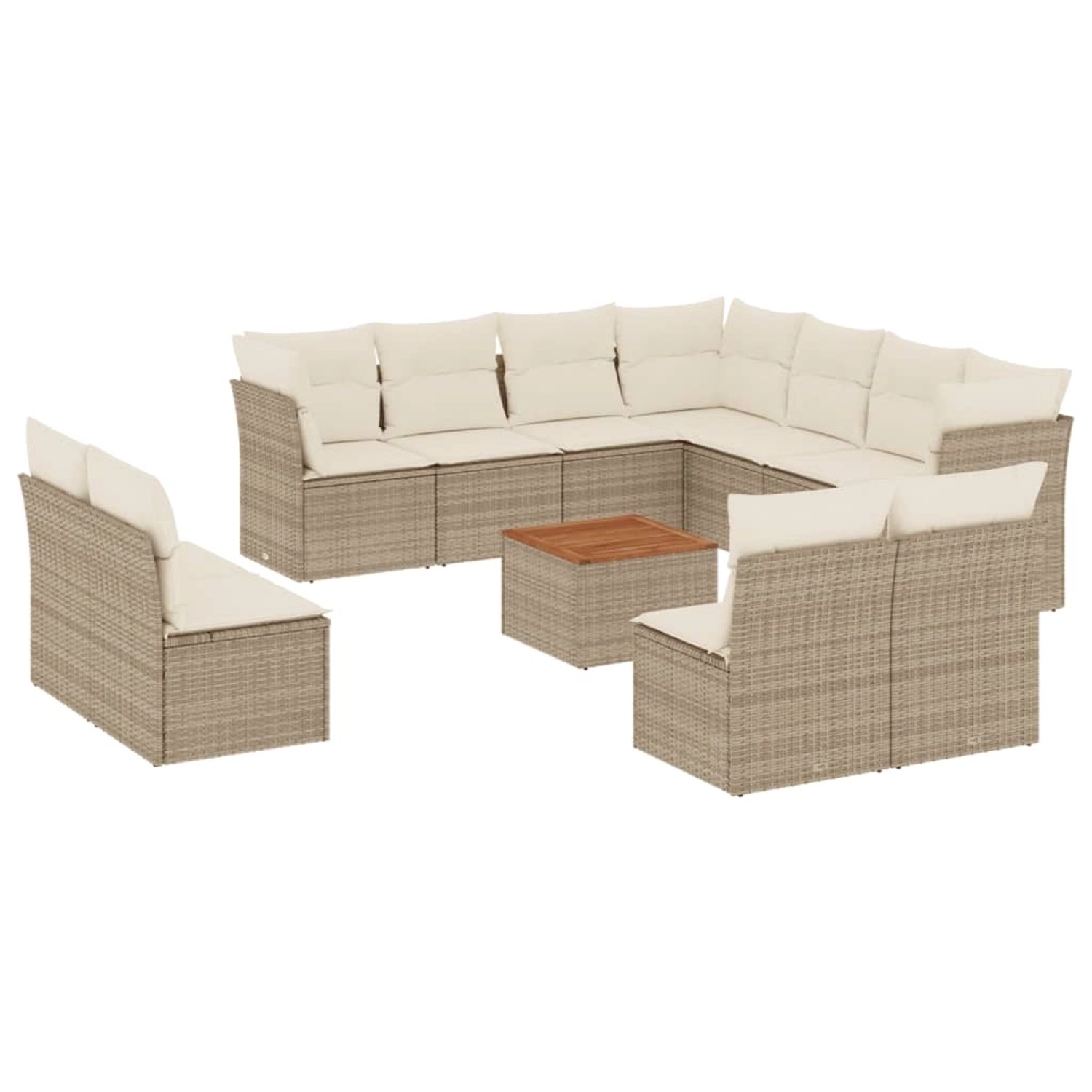 vidaXL 12-Tlg Garten-Sofagarnitur mit Kissen Beige Poly Rattan 3223706 günstig online kaufen