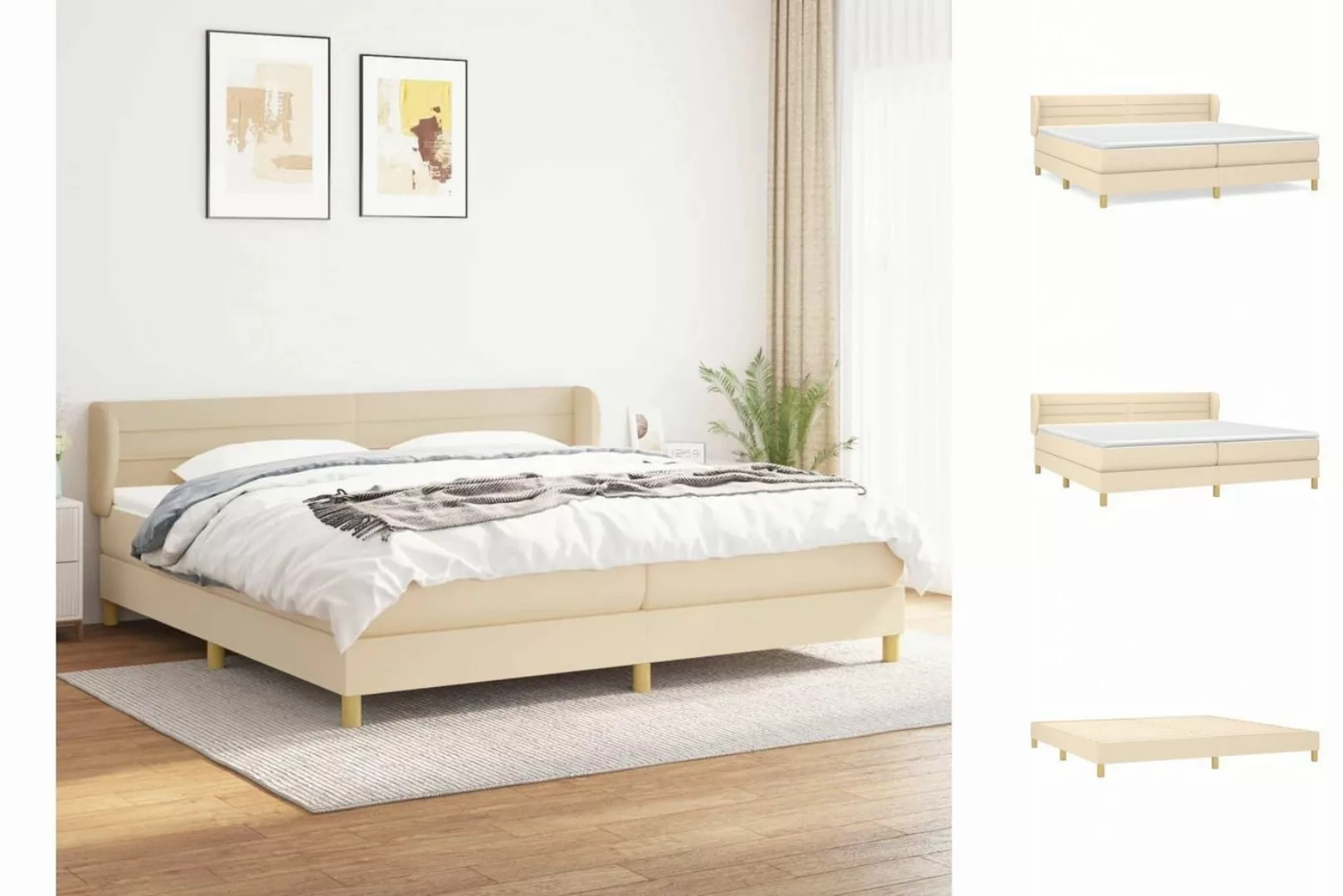 vidaXL Boxspringbett Boxspringbett mit Matratze Creme 200x200 cm Stoff Bett günstig online kaufen