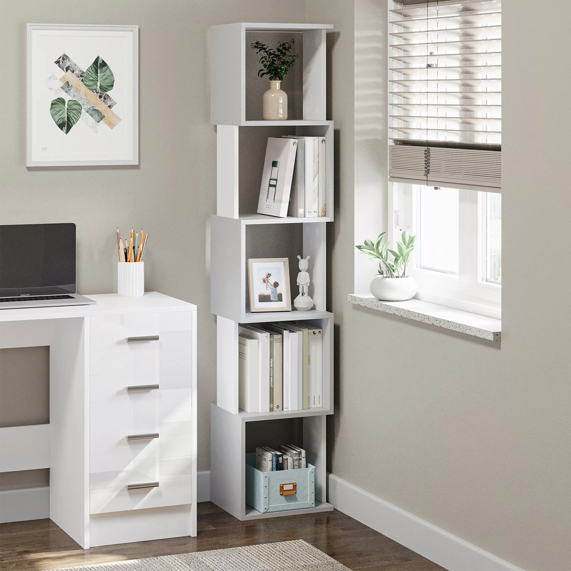 HOMCOM Bücherregal Regal mit 5 Ebenen Holzregal, Würfelregal für Wohnzimmer günstig online kaufen