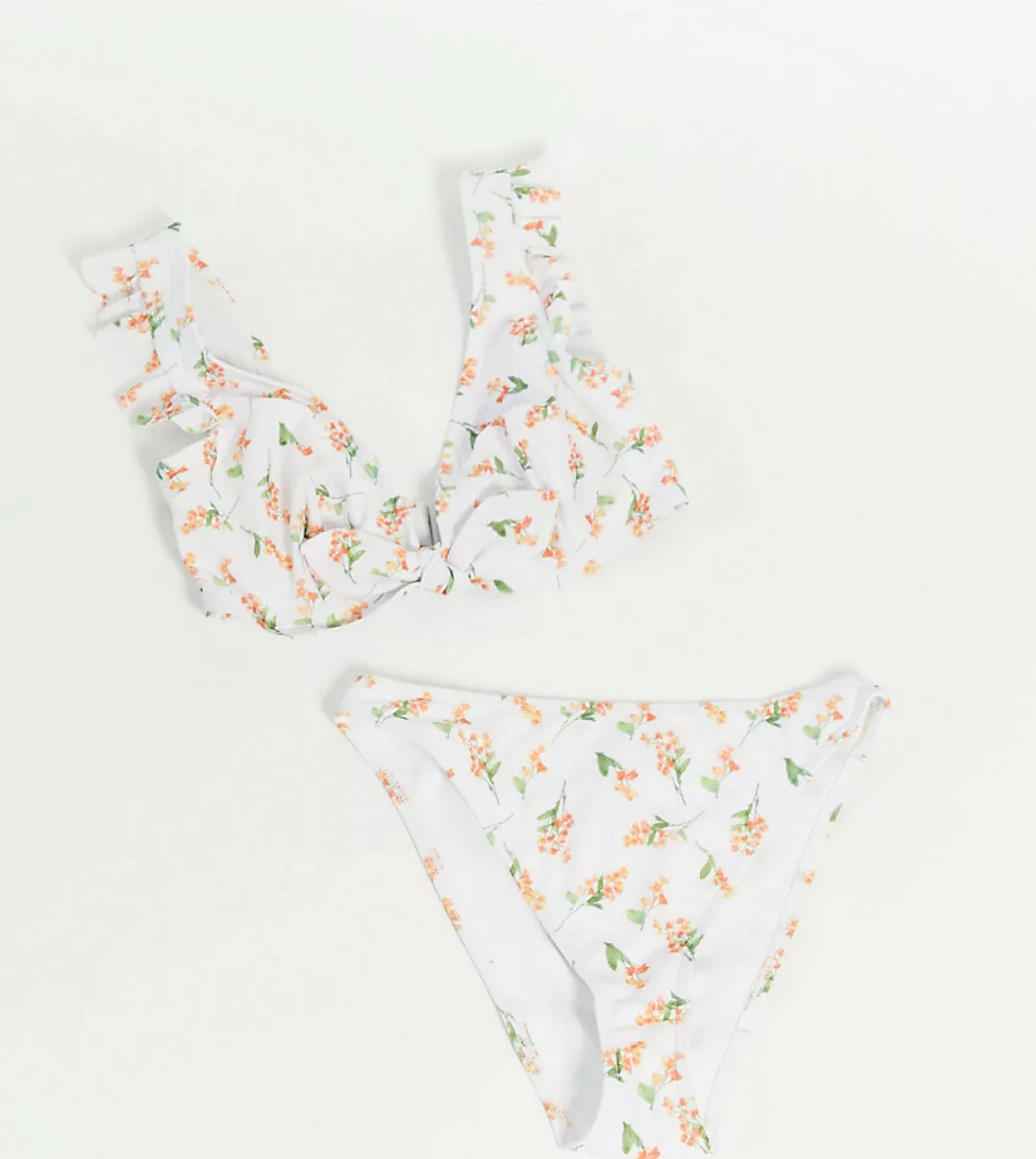 Peek & Beau – Fuller Bust – Exklusive Bikinihose in Koralle geblümt mit hoh günstig online kaufen