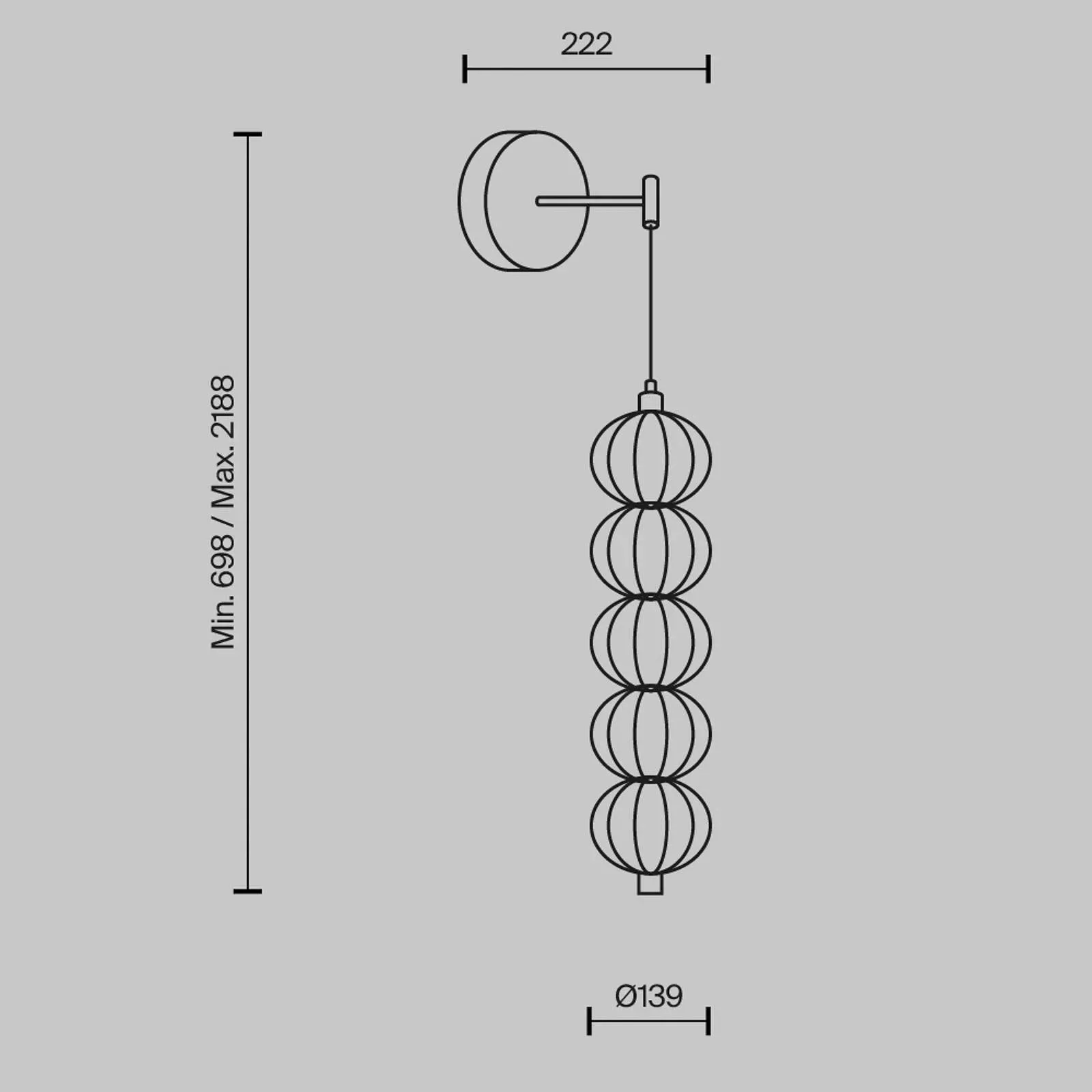 Maytoni LED-Wandleuchte Golden Cage, Höhe 218,8 cm, Metall günstig online kaufen