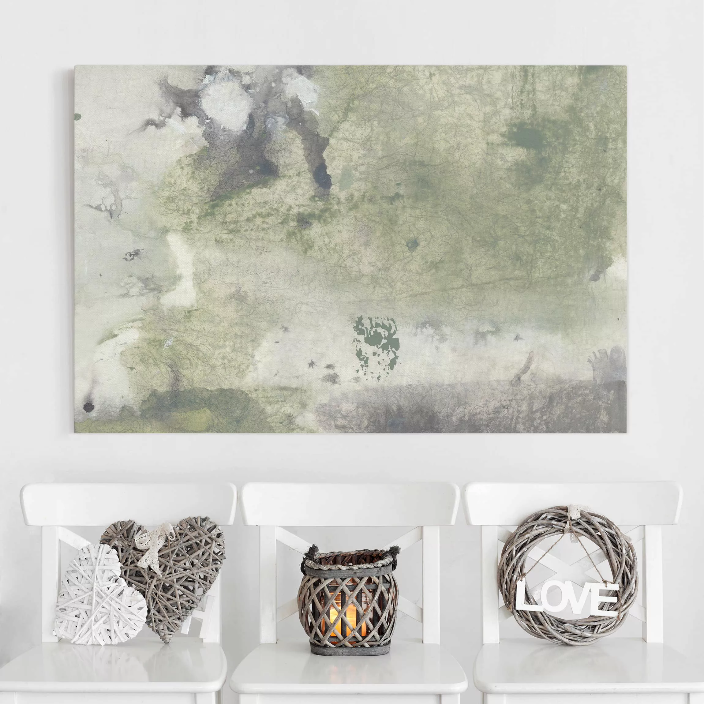 Leinwandbild Abstrakt - Querformat Frieden, Liebe, Freude I günstig online kaufen