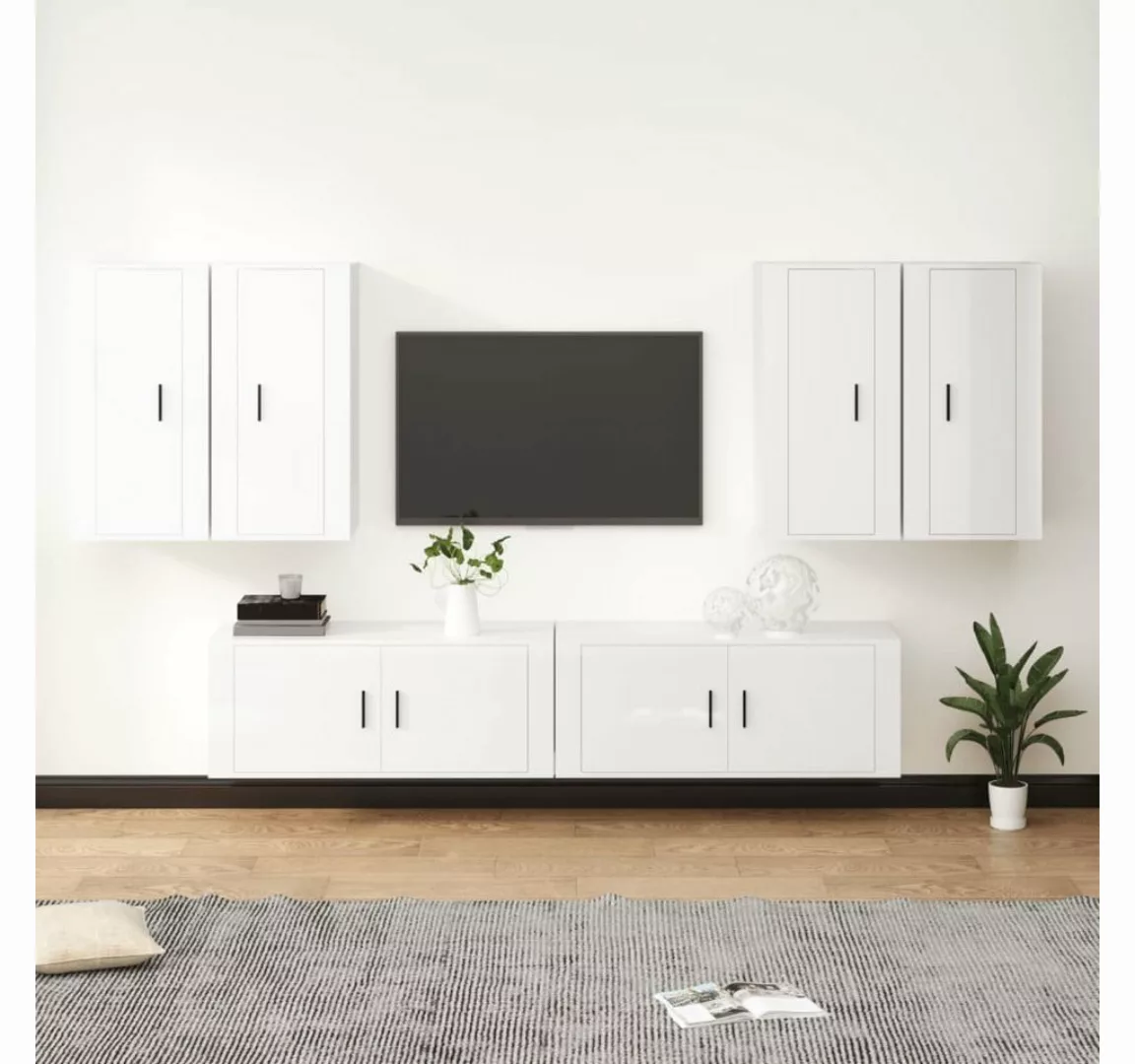 vidaXL TV-Schrank 6-tlg TV-Schrank-Set Hochglanz-Weiß Holzwerkstoff TV-Lowb günstig online kaufen