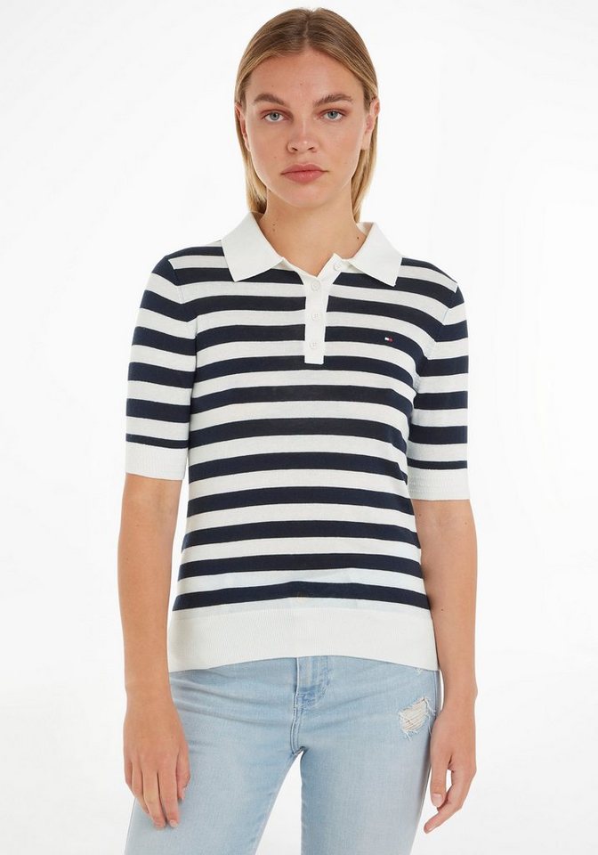 Tommy Hilfiger Polokragenpullover BUTTON POLO SS TOP mit Logo auf der Brust günstig online kaufen