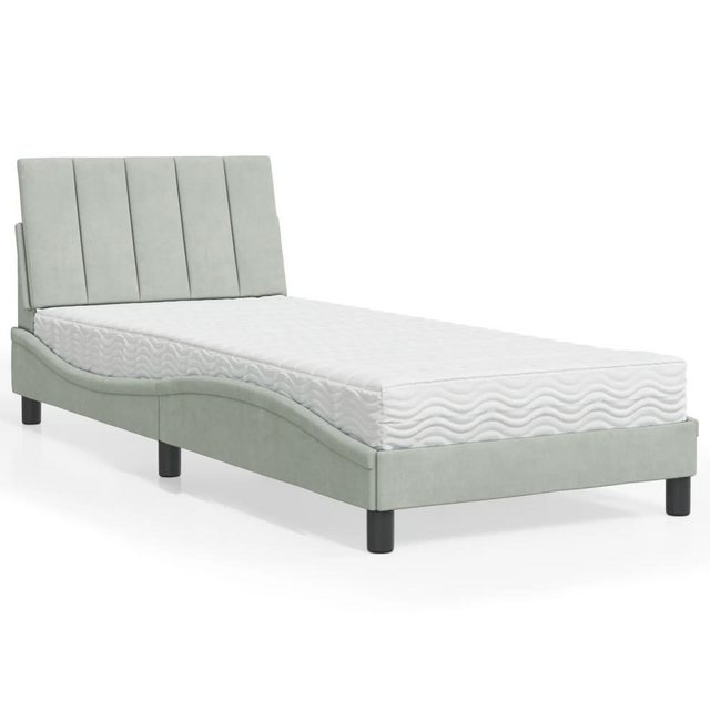 vidaXL Bett Bett mit Matratze Hellgrau 90x190 cm Samt günstig online kaufen