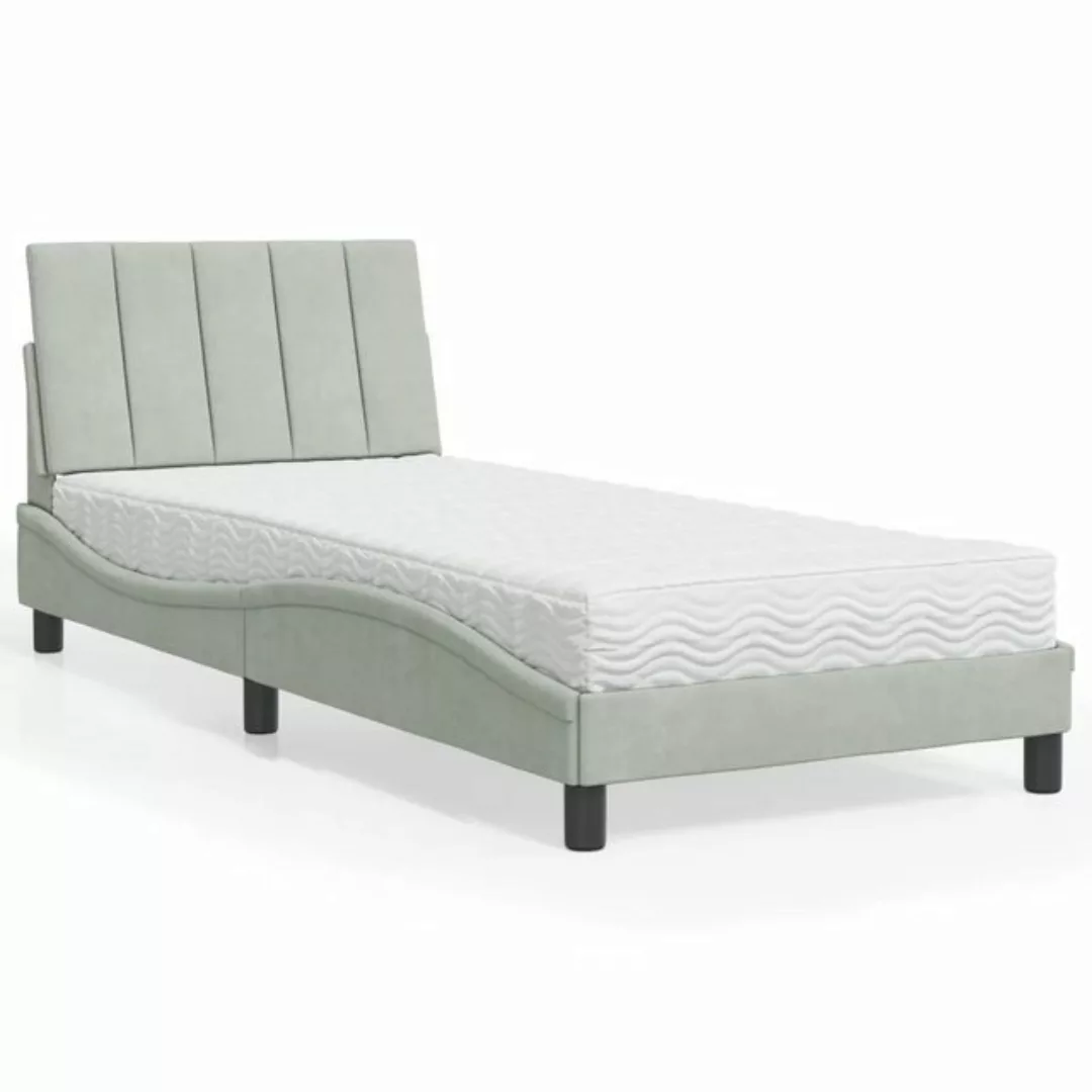 vidaXL Bett Bett mit Matratze Hellgrau 90x190 cm Samt günstig online kaufen