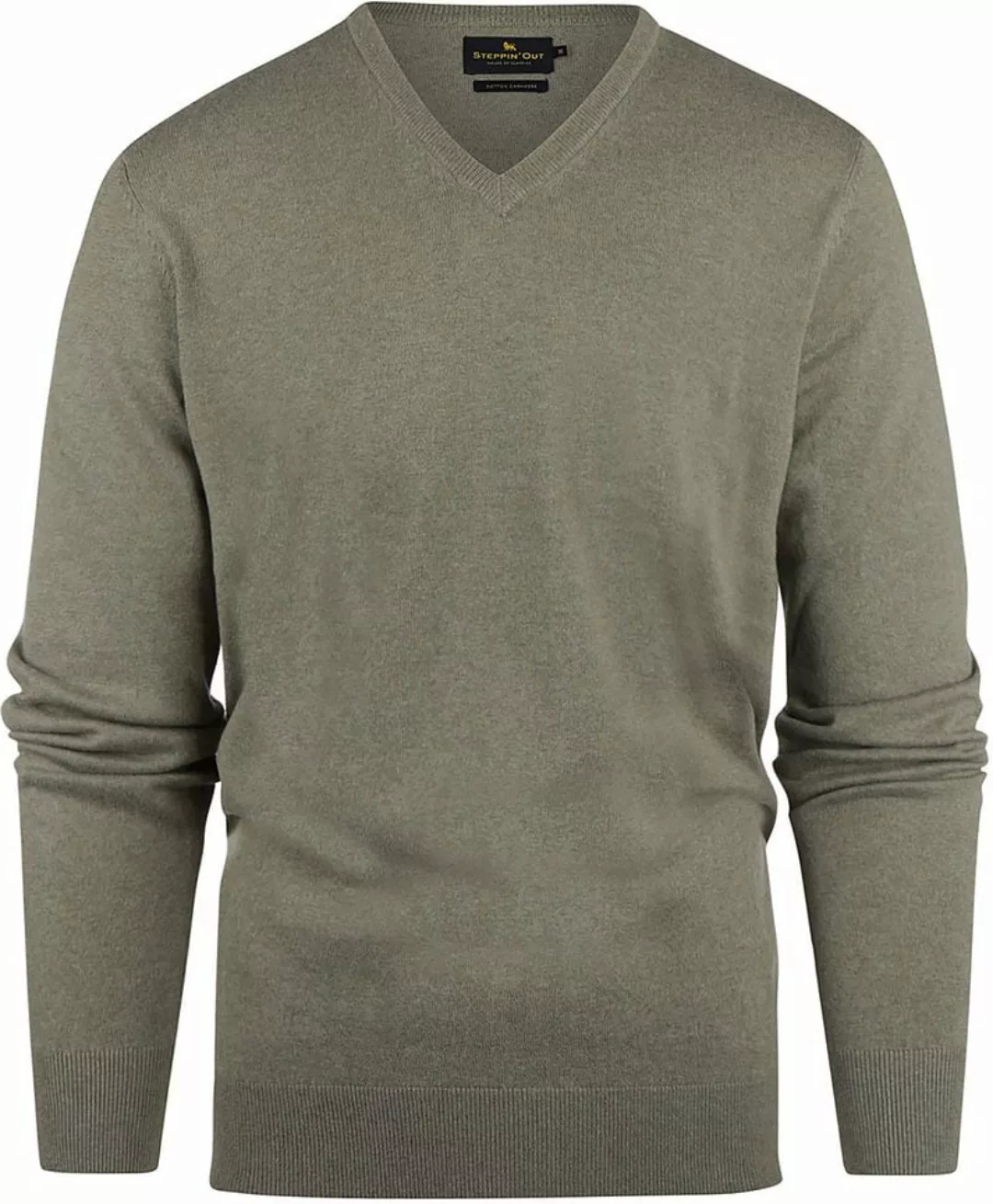 Steppin' Out Pullover Cashmere V-Ausschnitt Olivgrün - Größe S günstig online kaufen