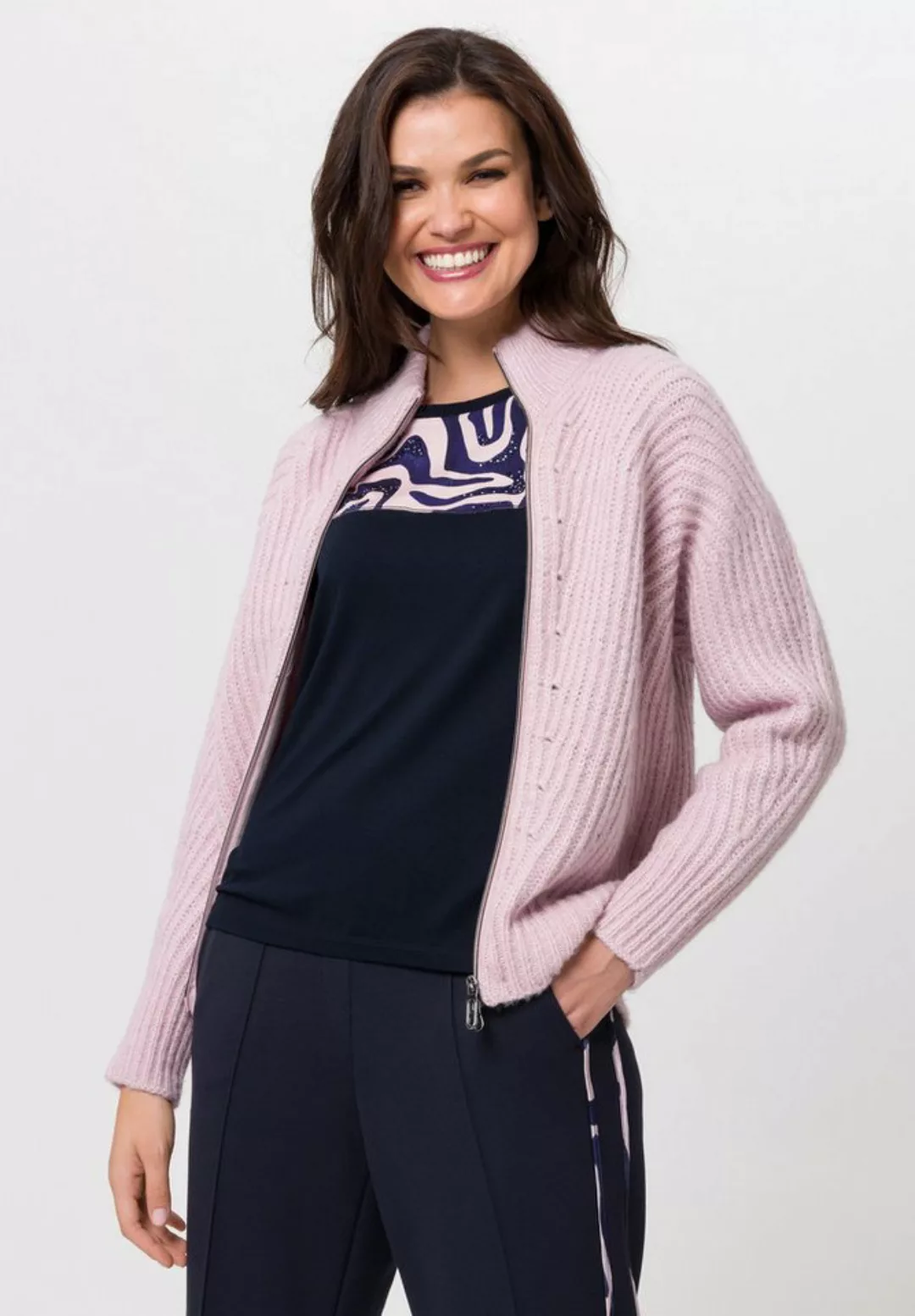 TUZZI Strickjacke mit Loch- und Rippstrickmuster günstig online kaufen