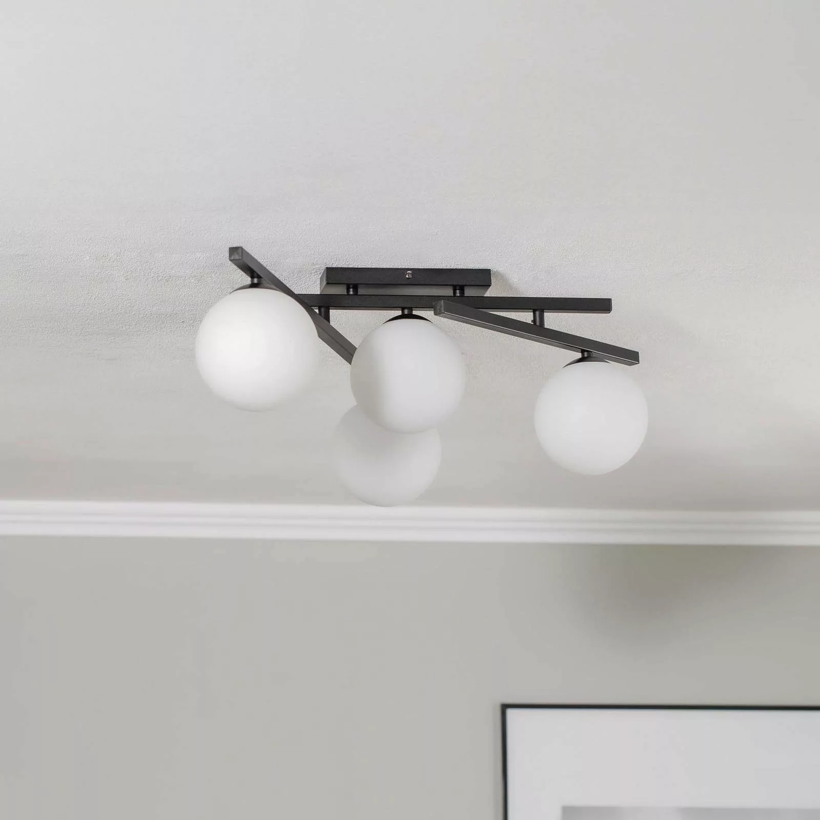 Deckenlampe Smart, schwarz/opal, 4-flammig günstig online kaufen