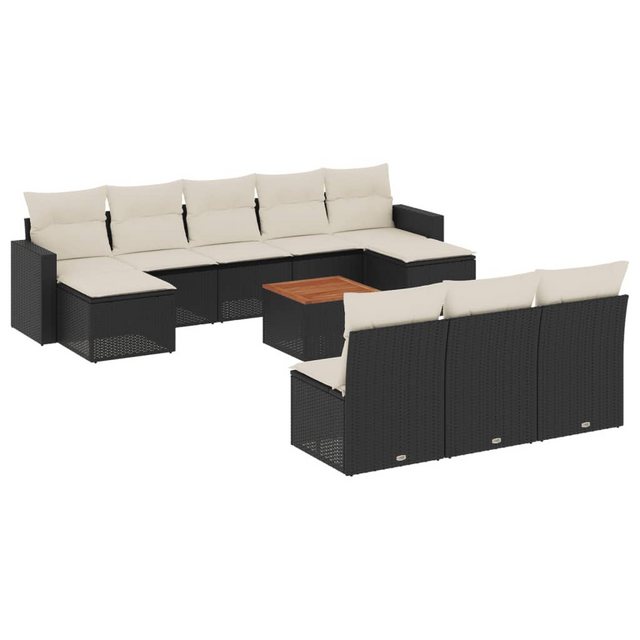 vidaXL Sofaelement 11-tlg. Garten-Sofagarnitur mit Kissen Schwarz Poly Ratt günstig online kaufen