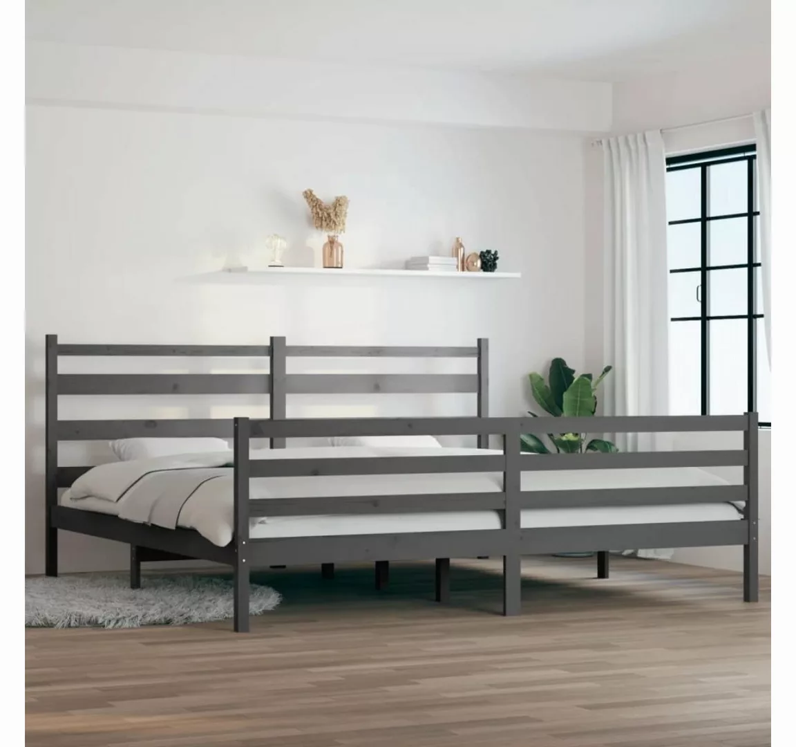 furnicato Bett Massivholzbett Kiefer 200x200 cm Grau günstig online kaufen